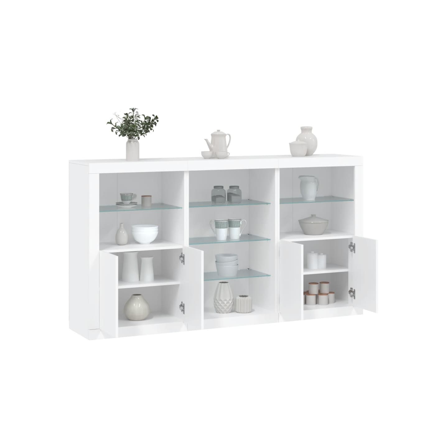 Buffet avec lumières LED blanc 181,5x37x100 cm