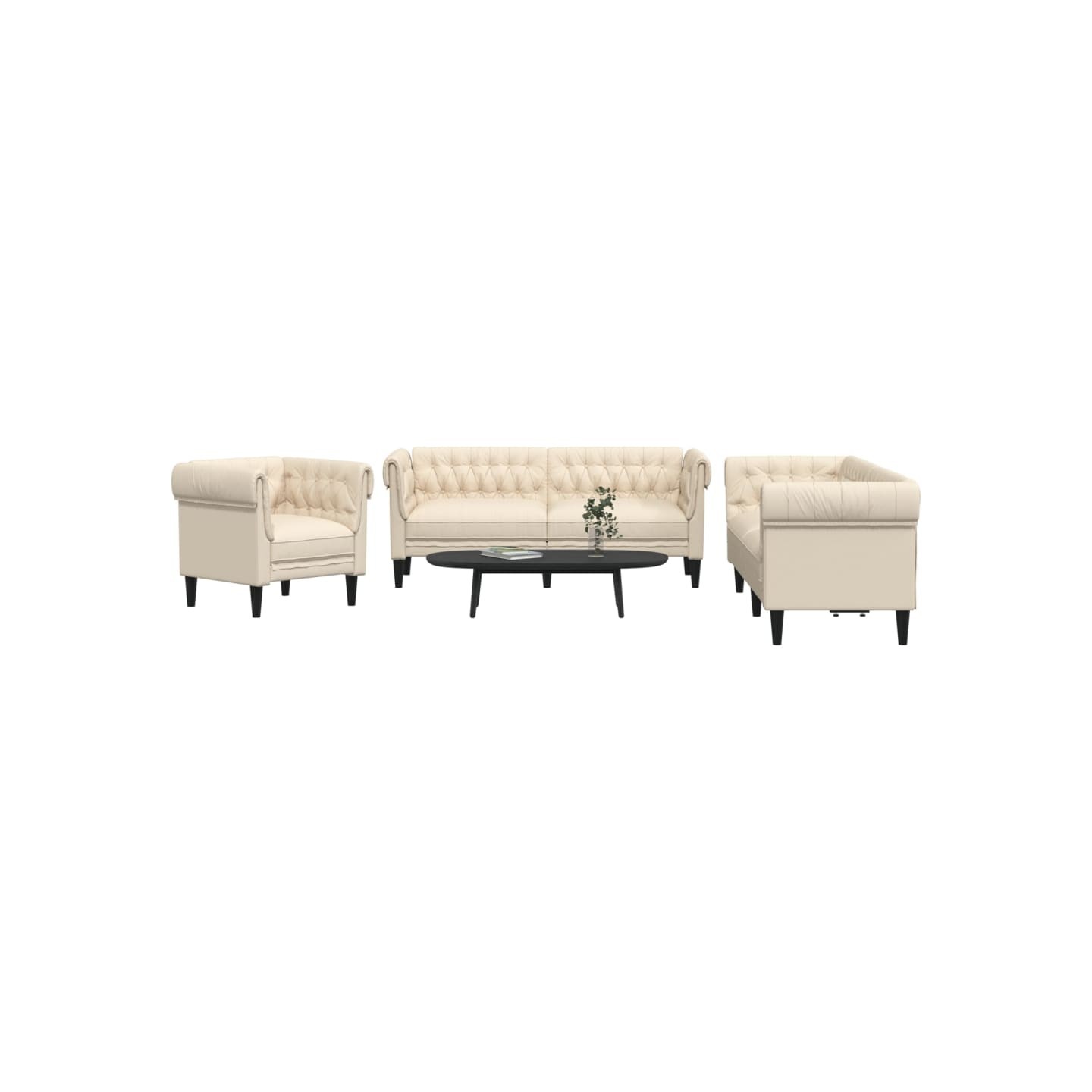 Ensemble de canapés 3 pcs crème tissu