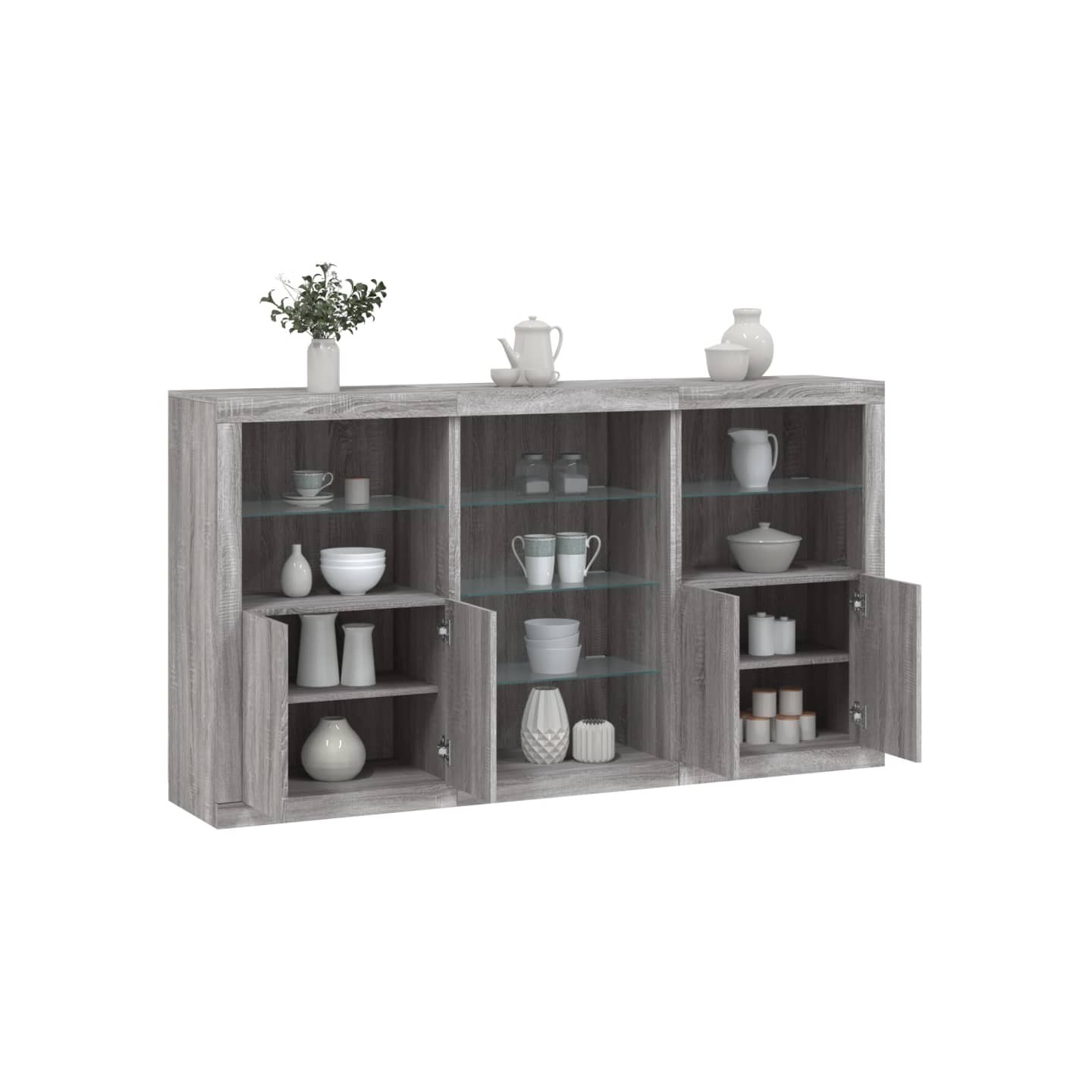 Buffet avec lumières LED sonoma gris 181,5x37x100 cm