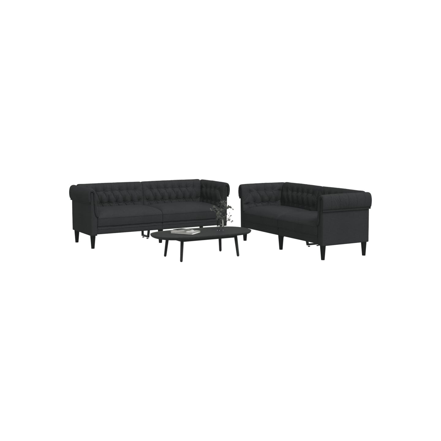 Ensemble de canapés 2 pcs noir tissu