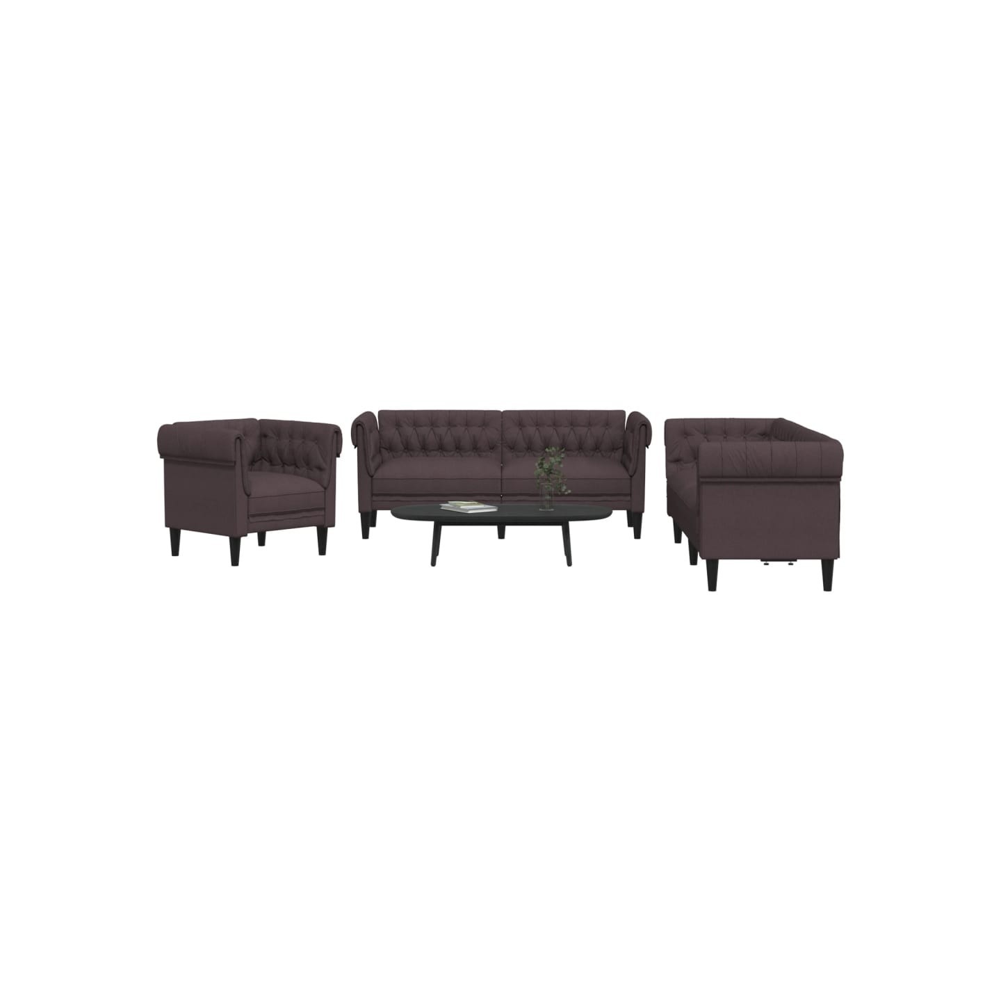 Ensemble de canapés 3 pcs marron foncé tissu