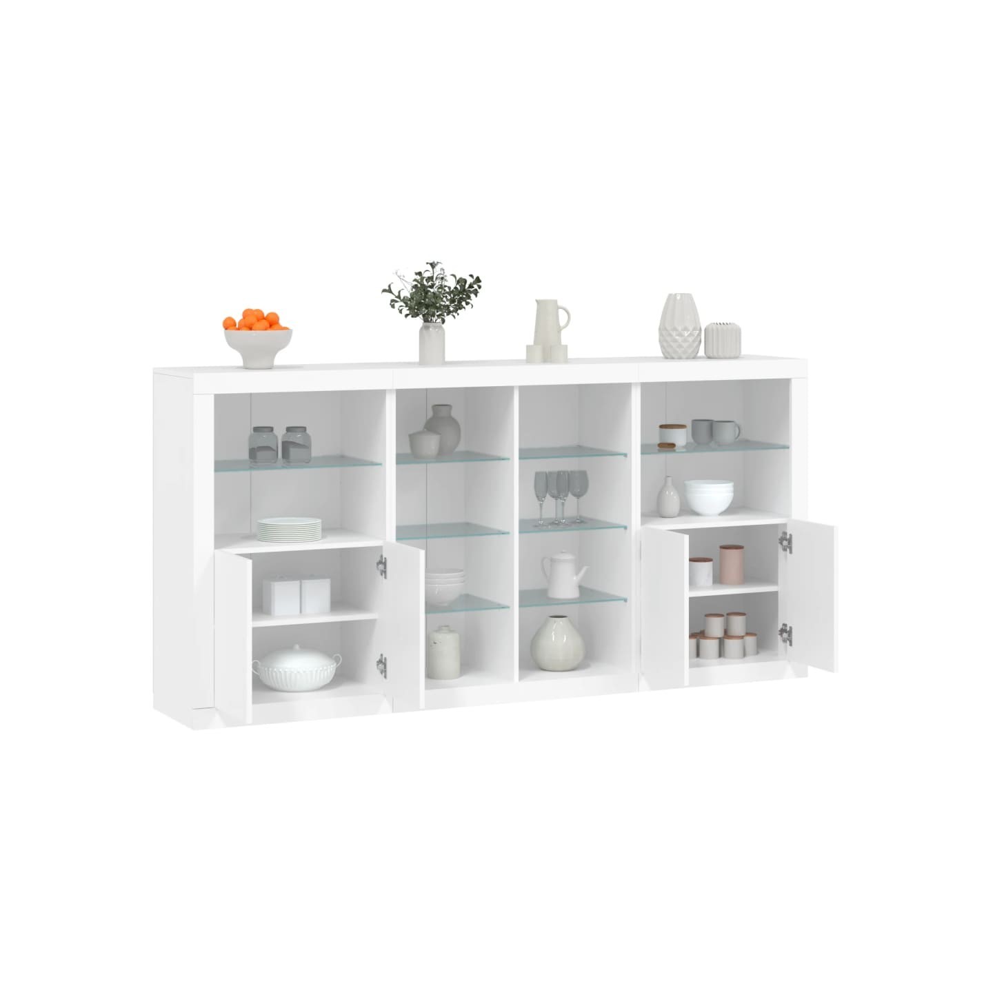 Buffet avec lumières LED blanc 202x37x100 cm