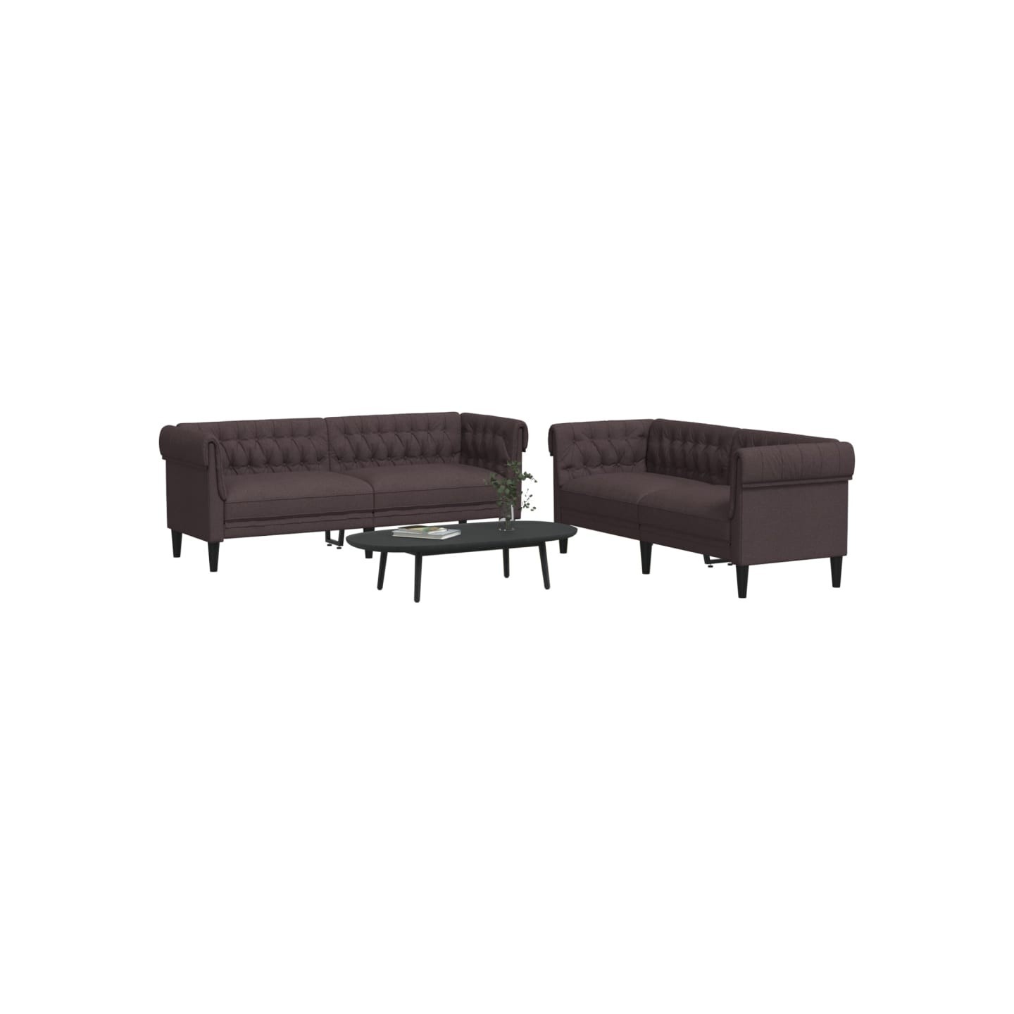 Ensemble de canapés 2 pcs marron foncé tissu