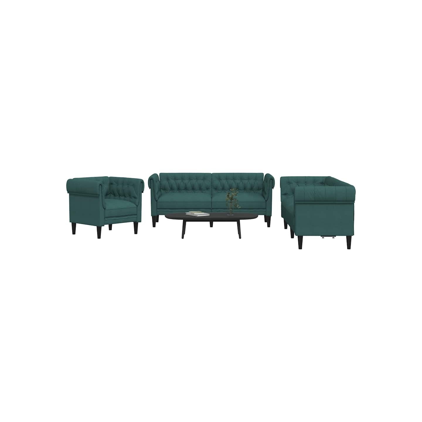 Ensemble de canapés 3 pcs vert foncé tissu