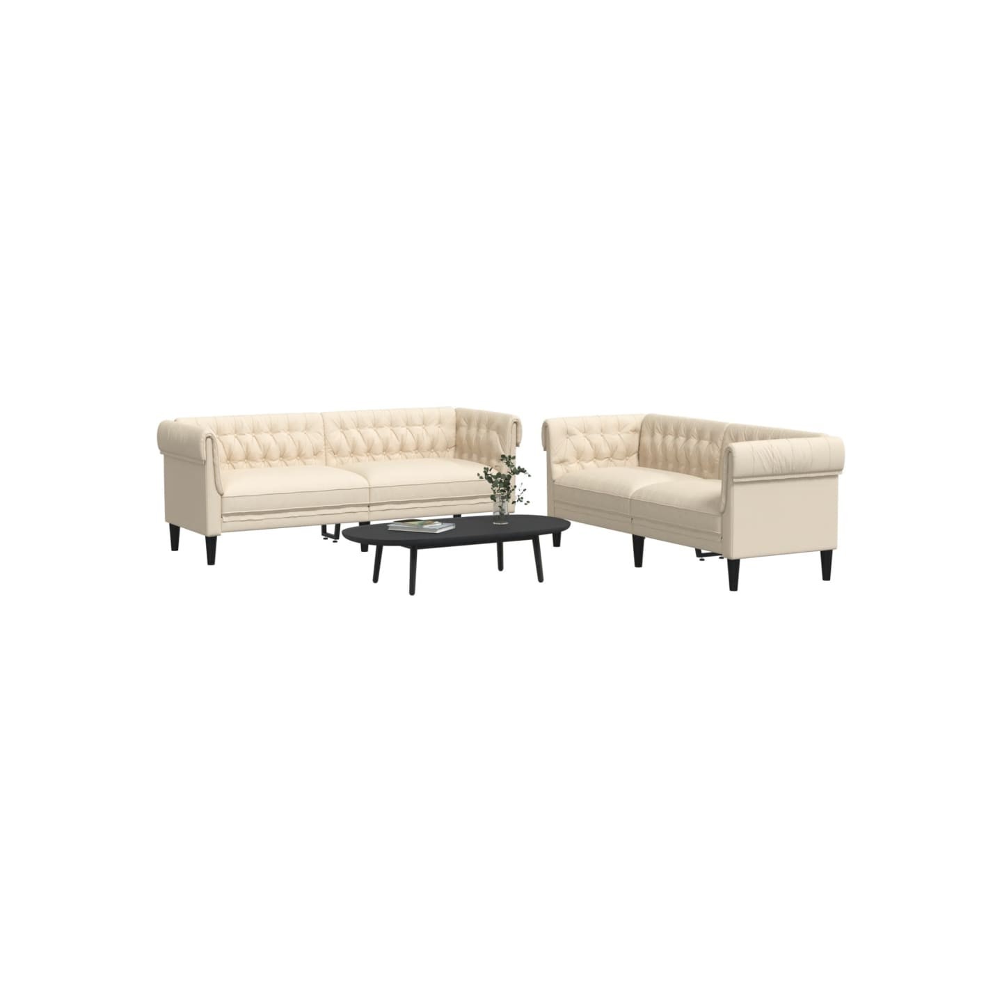 Ensemble de canapés 2 pcs crème tissu