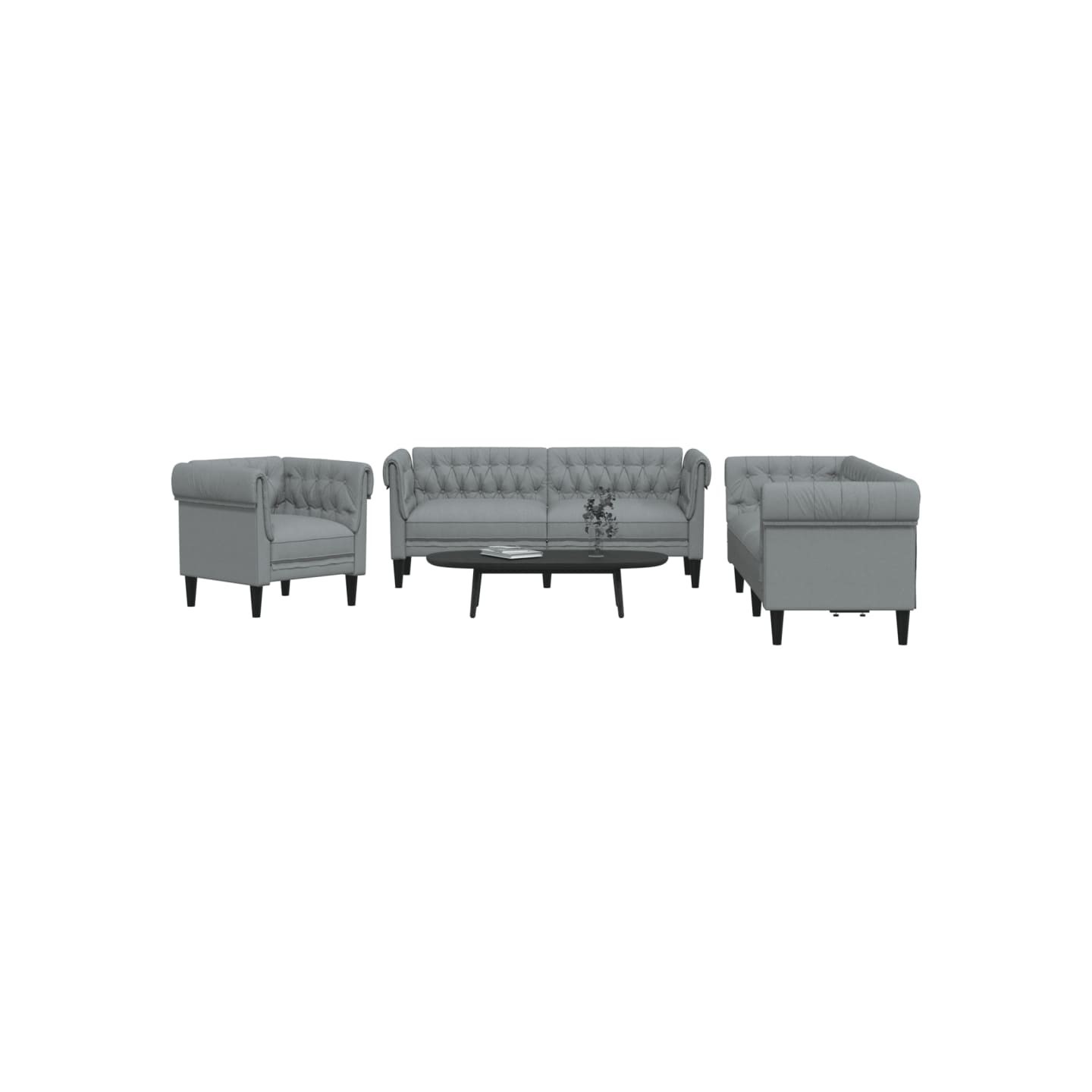 Ensemble de canapés 3 pcs gris clair tissu