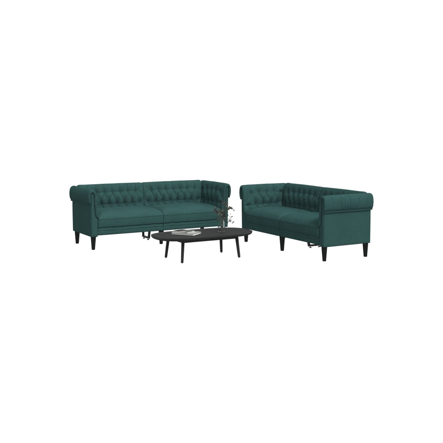 Ensemble de canapés 2 pcs vert foncé tissu
