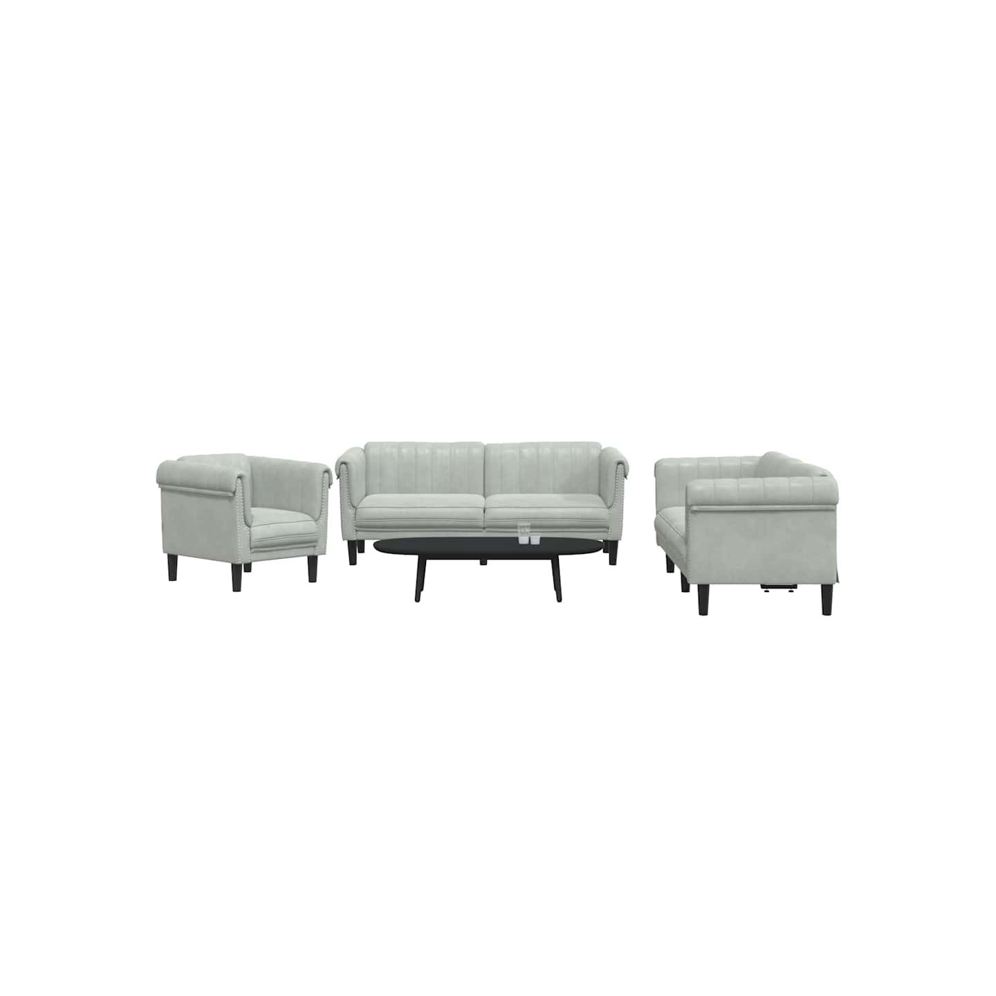 Ensemble de canapés 3 pcs gris clair velours