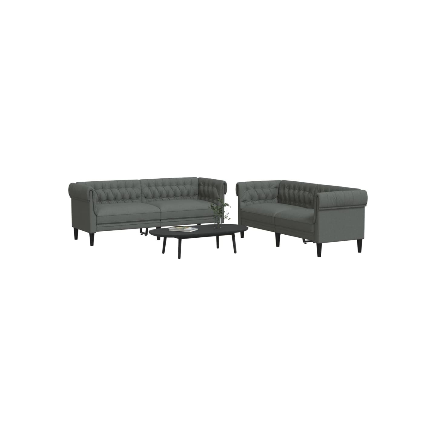 Ensemble de canapés 2 pcs gris foncé tissu