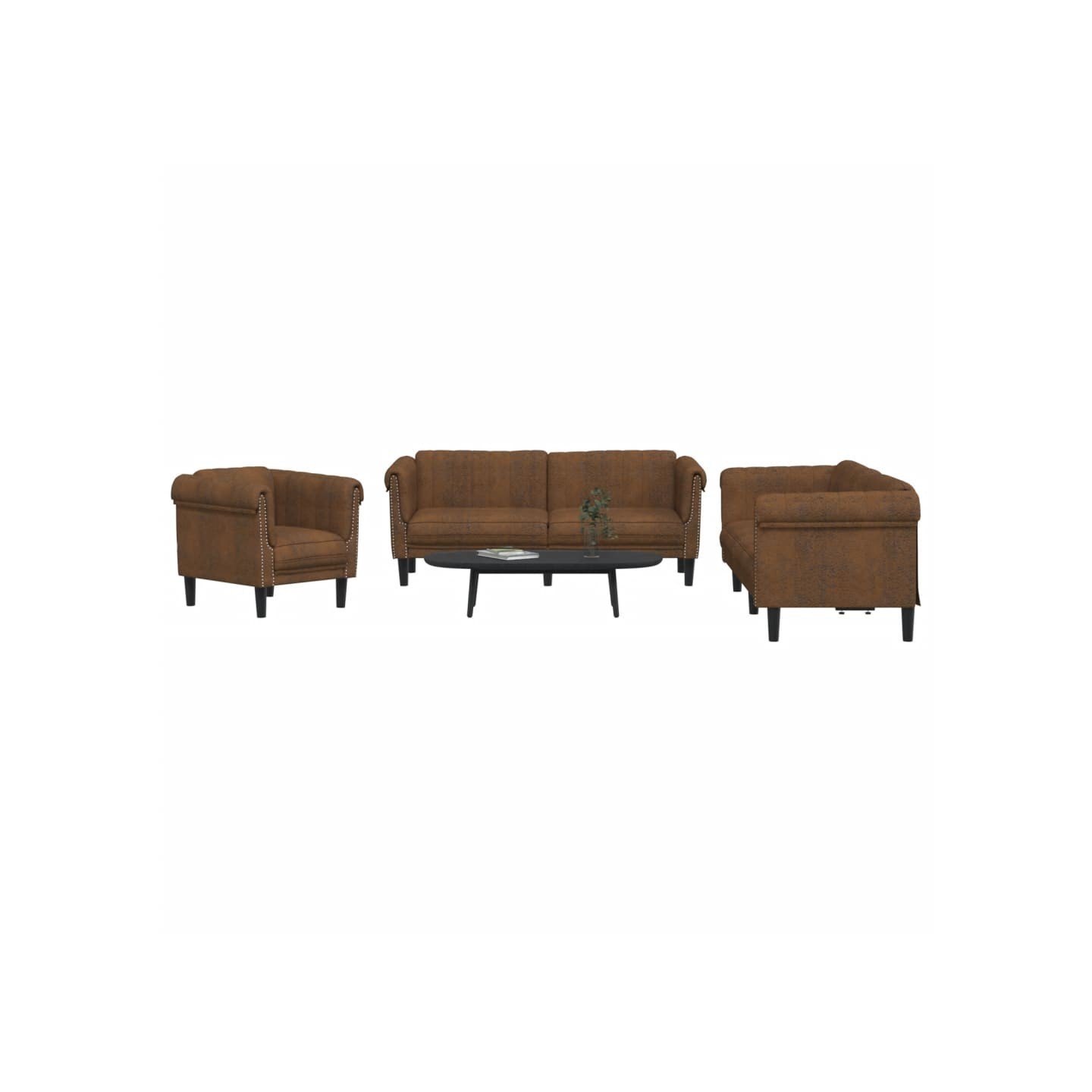 Ensemble de canapés 3 pcs marron velours