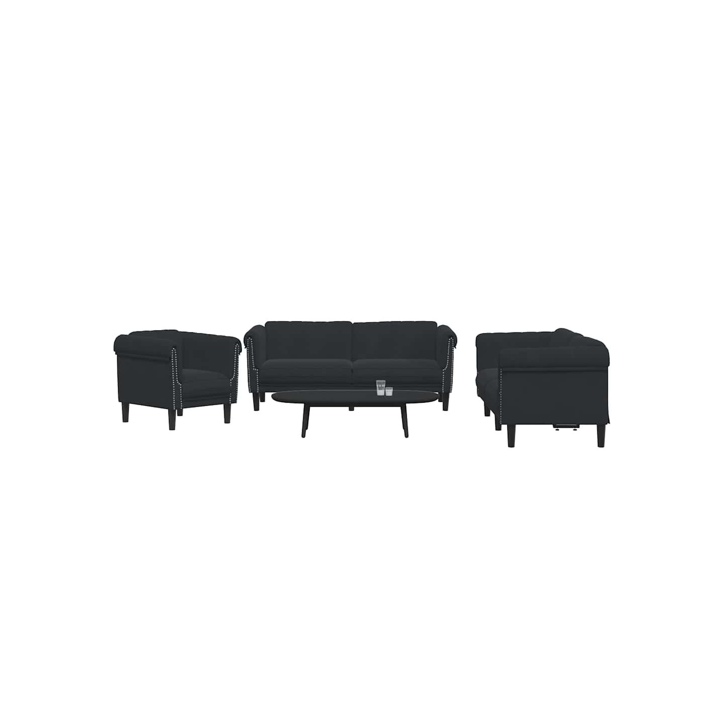 Ensemble de canapés 3 pcs noir velours