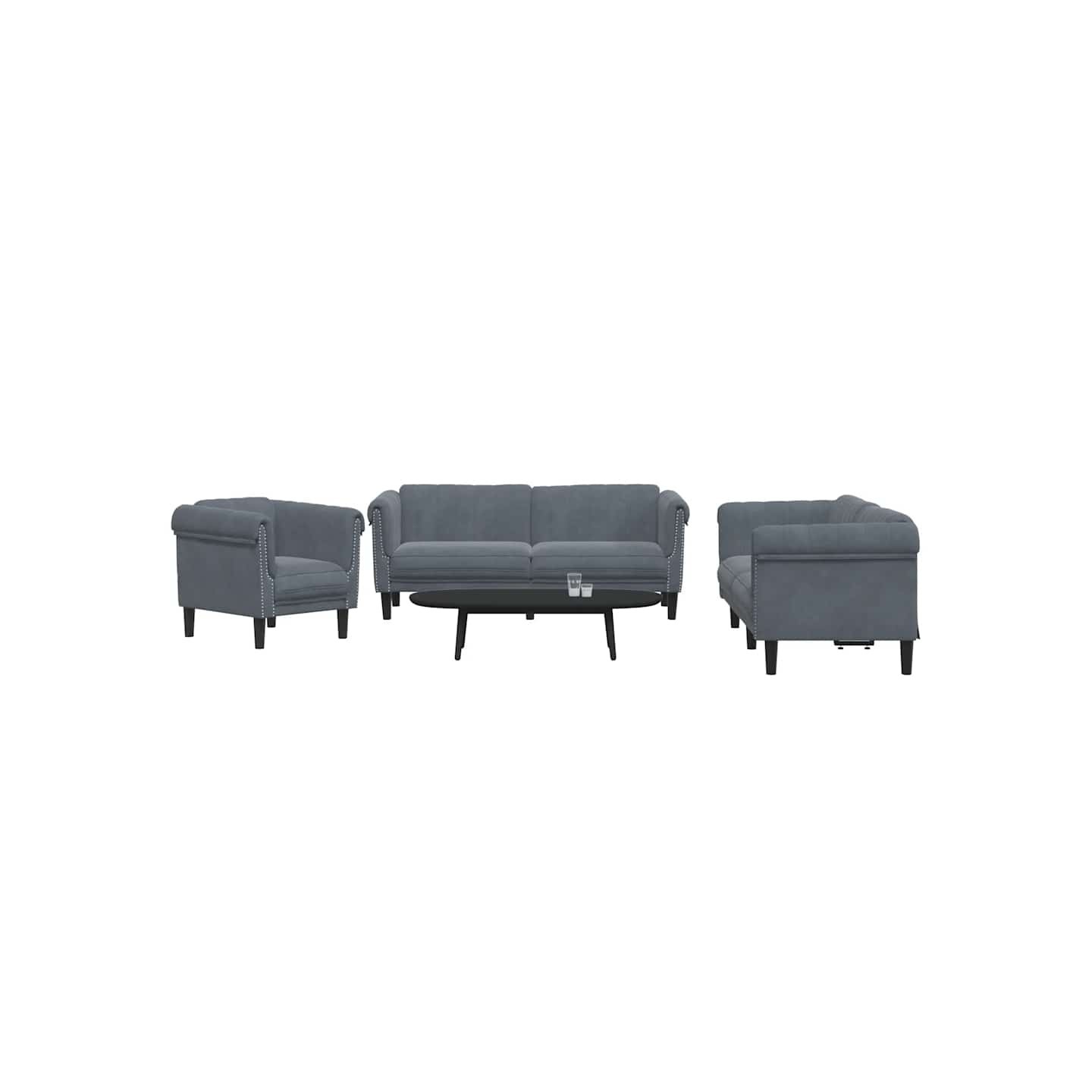 Ensemble de canapés 3 pcs gris foncé velours