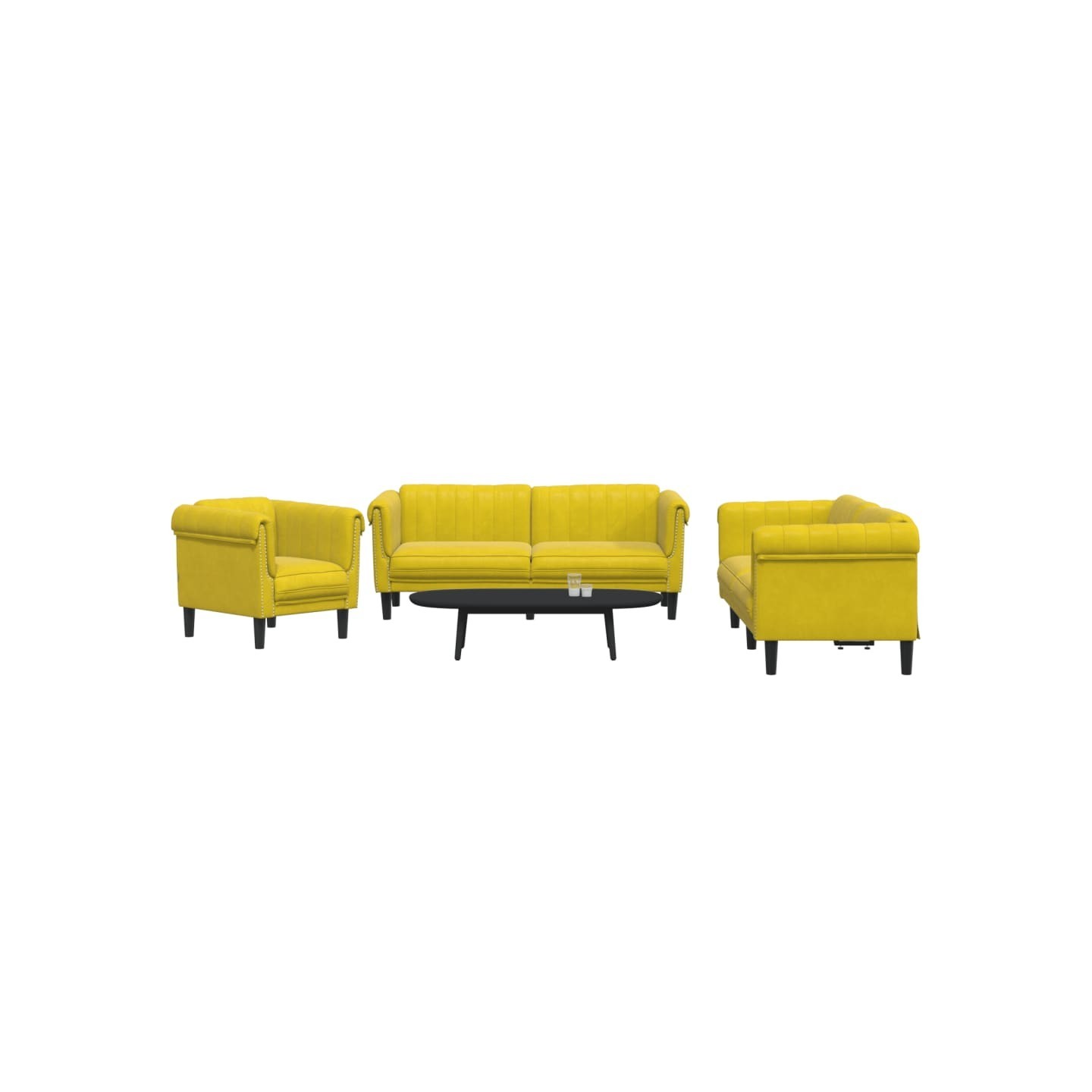 Ensemble de canapés 3 pcs jaune velours