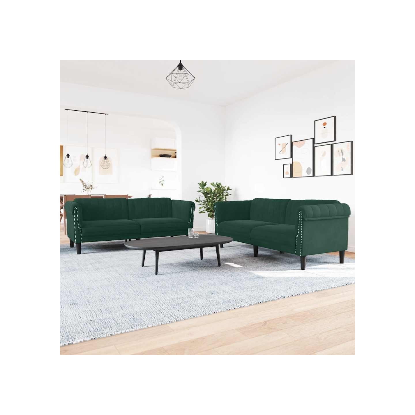 Ensemble de canapés 3 pcs vert foncé velours