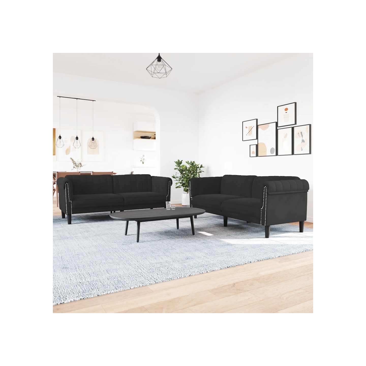 Ensemble de canapés 2 pcs noir velours