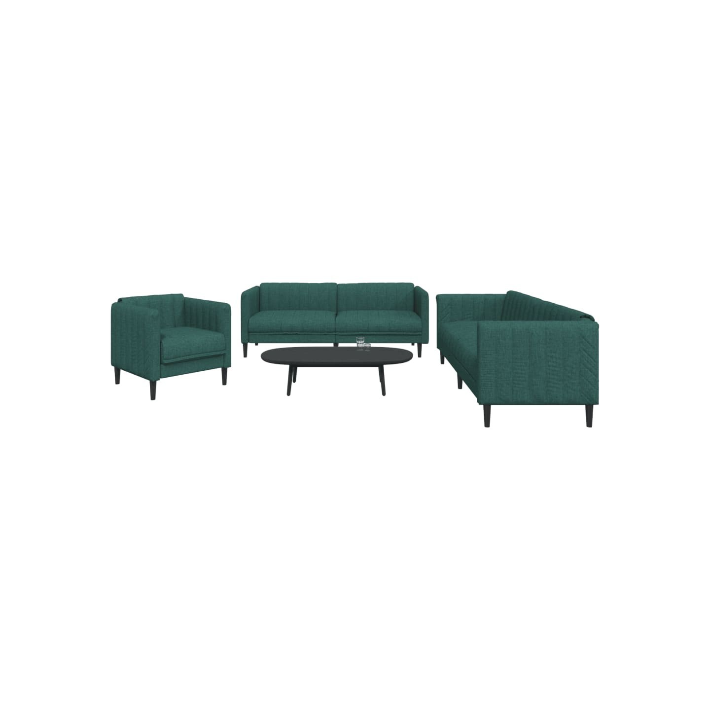 Ensemble de canapés 3 pcs vert foncé tissu