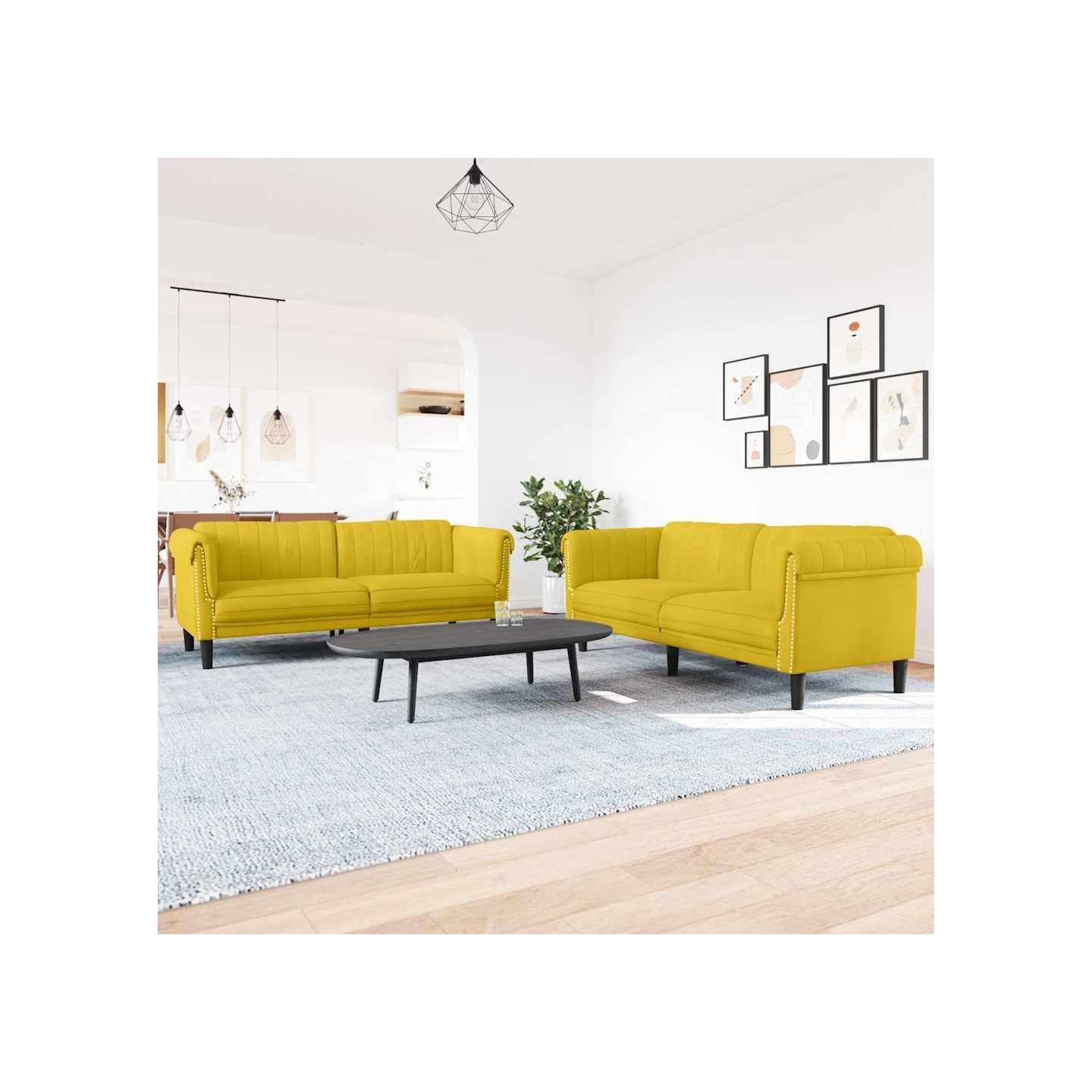 Ensemble de canapés 2 pcs jaune velours