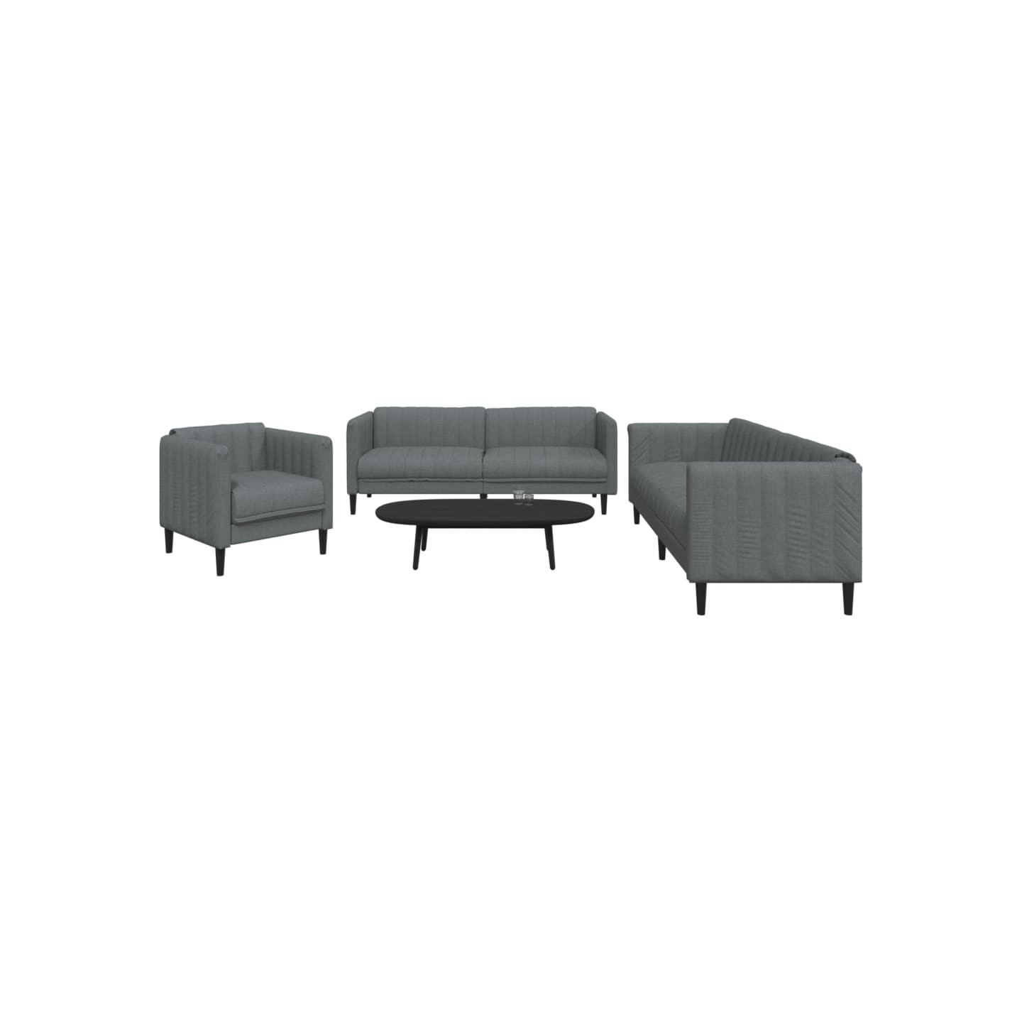 Ensemble de canapés 3 pcs gris foncé tissu
