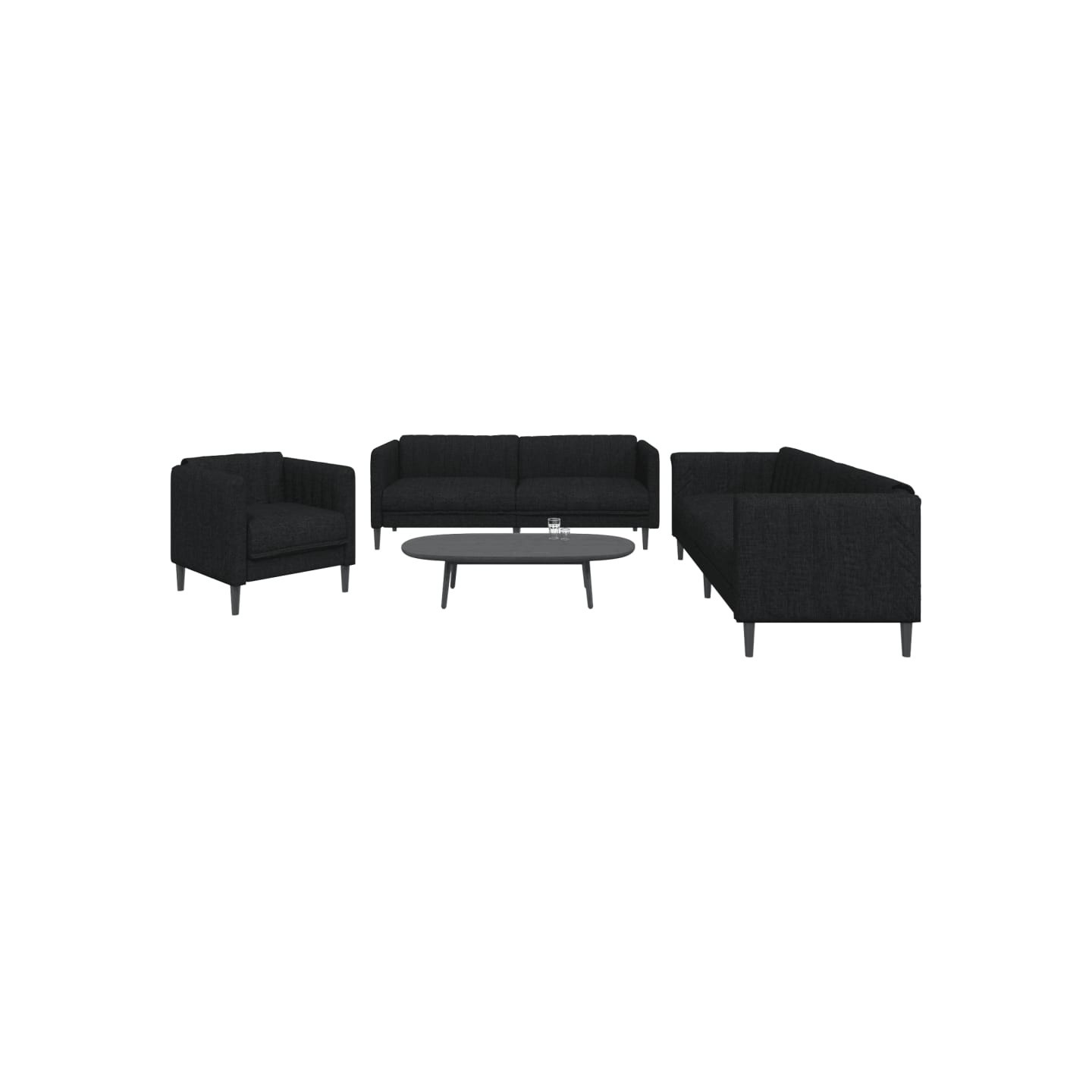 Ensemble de canapés 3 pcs noir tissu