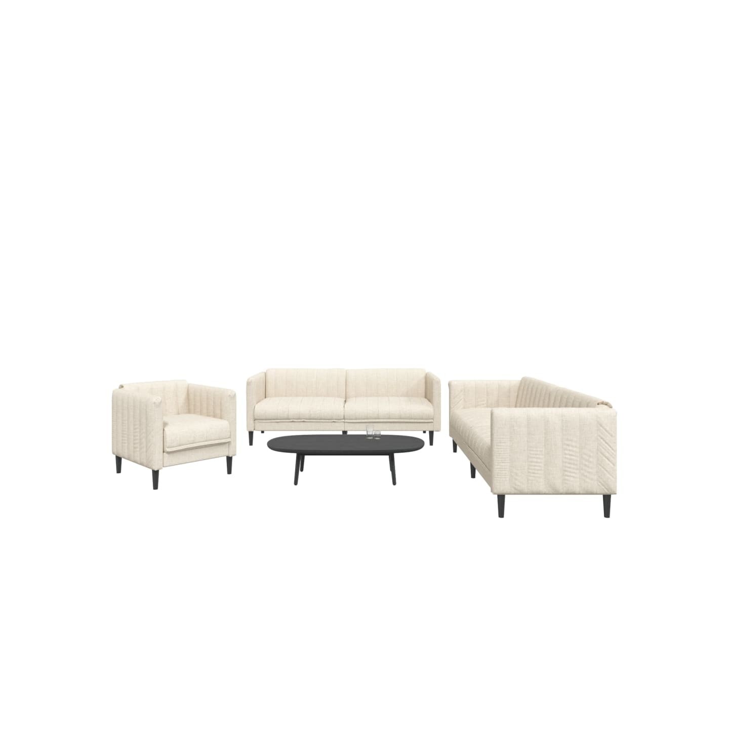 Ensemble de canapés 3 pcs crème tissu