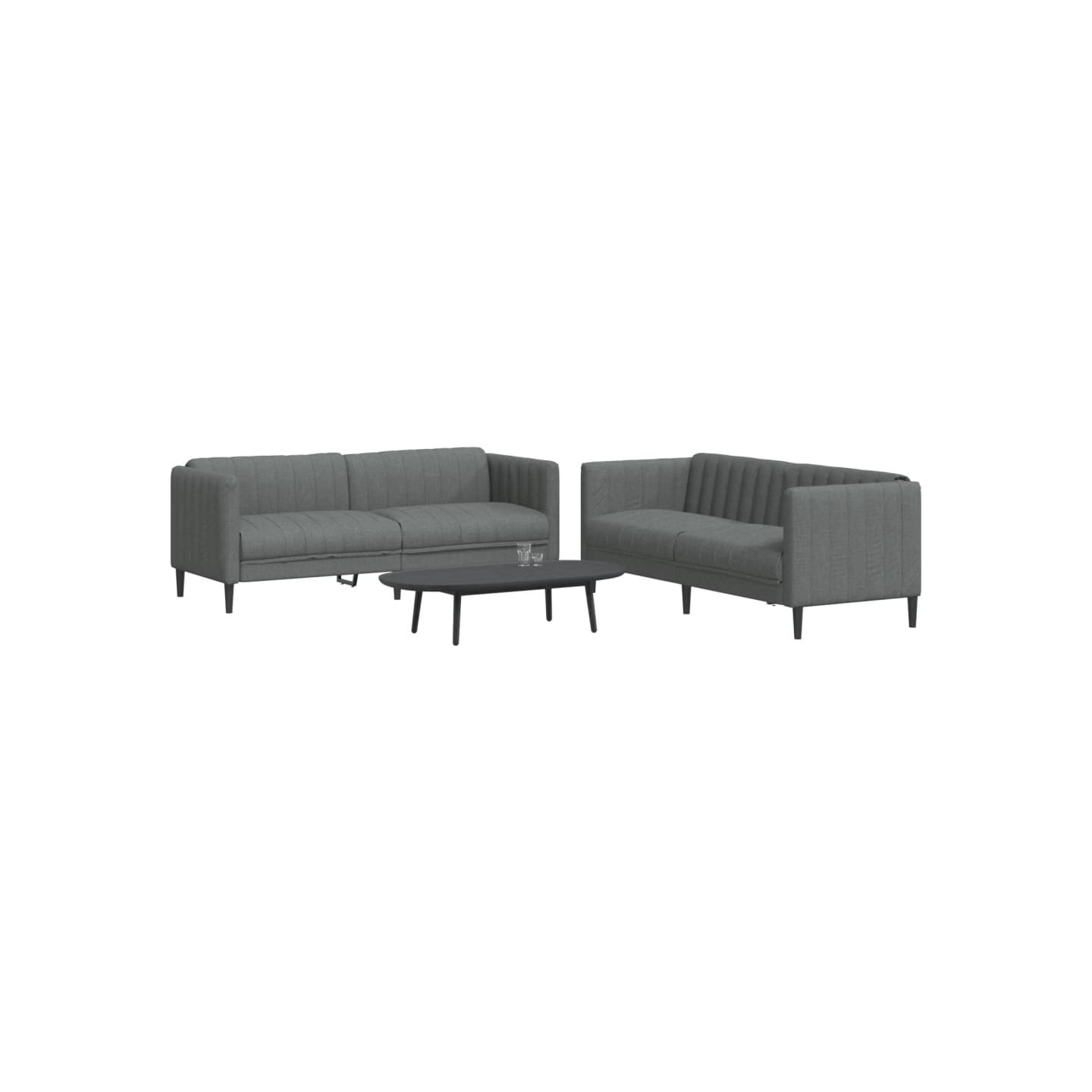 Ensemble de canapés 2 pcs gris foncé tissu