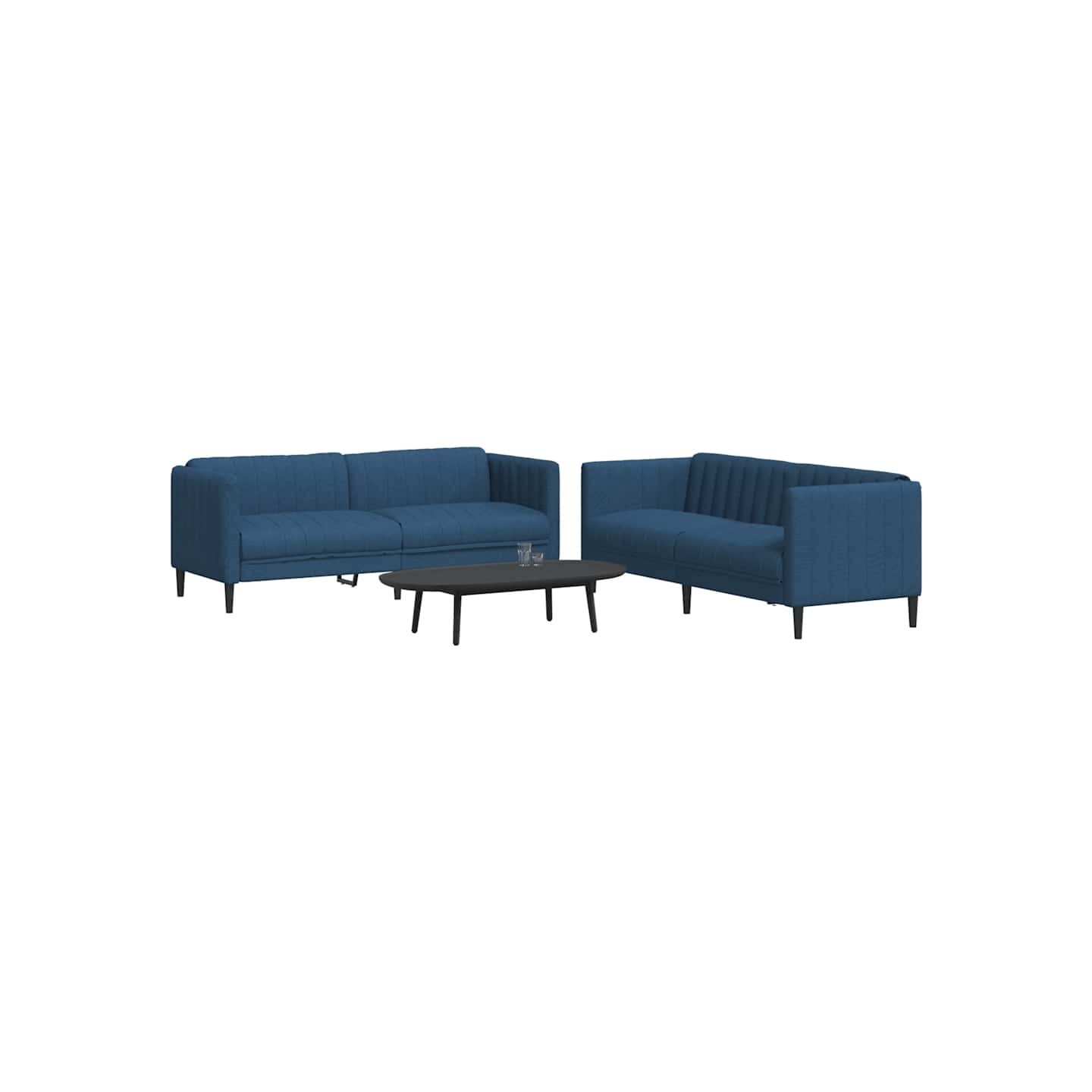 Ensemble de canapés 2 pcs bleu tissu
