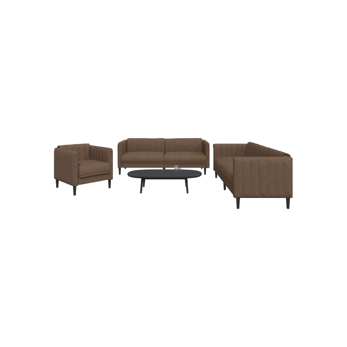Ensemble de canapés 3 pcs marron tissu