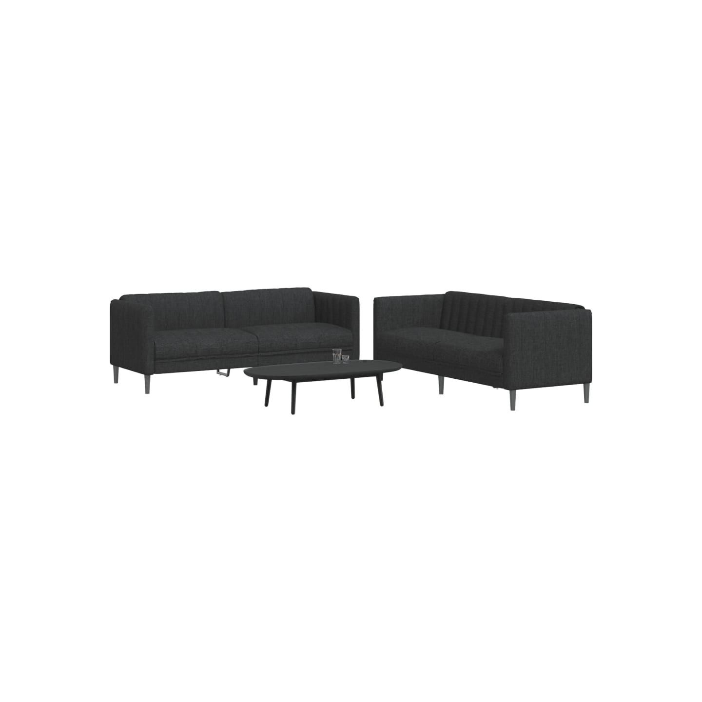Ensemble de canapés 2 pcs noir tissu