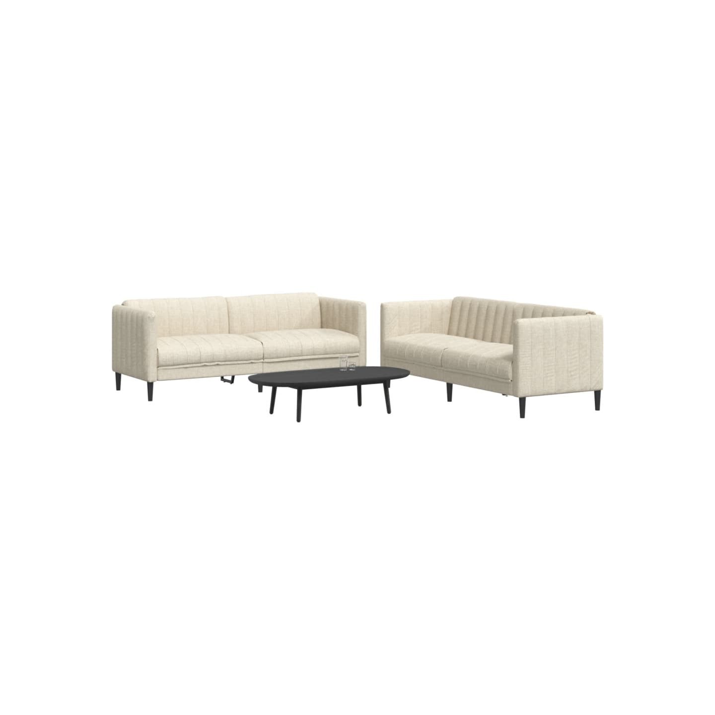 Ensemble de canapés 2 pcs crème tissu