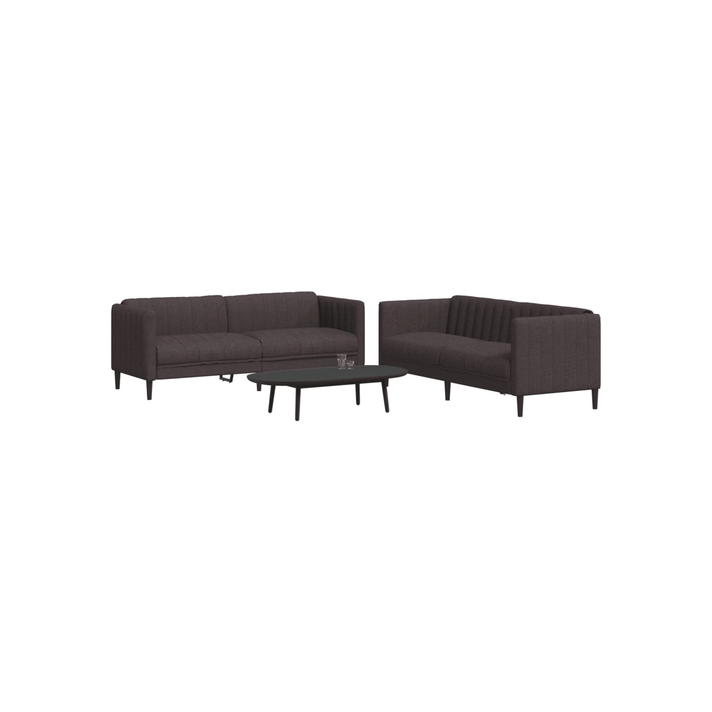 Ensemble de canapés 2 pcs marron foncé tissu