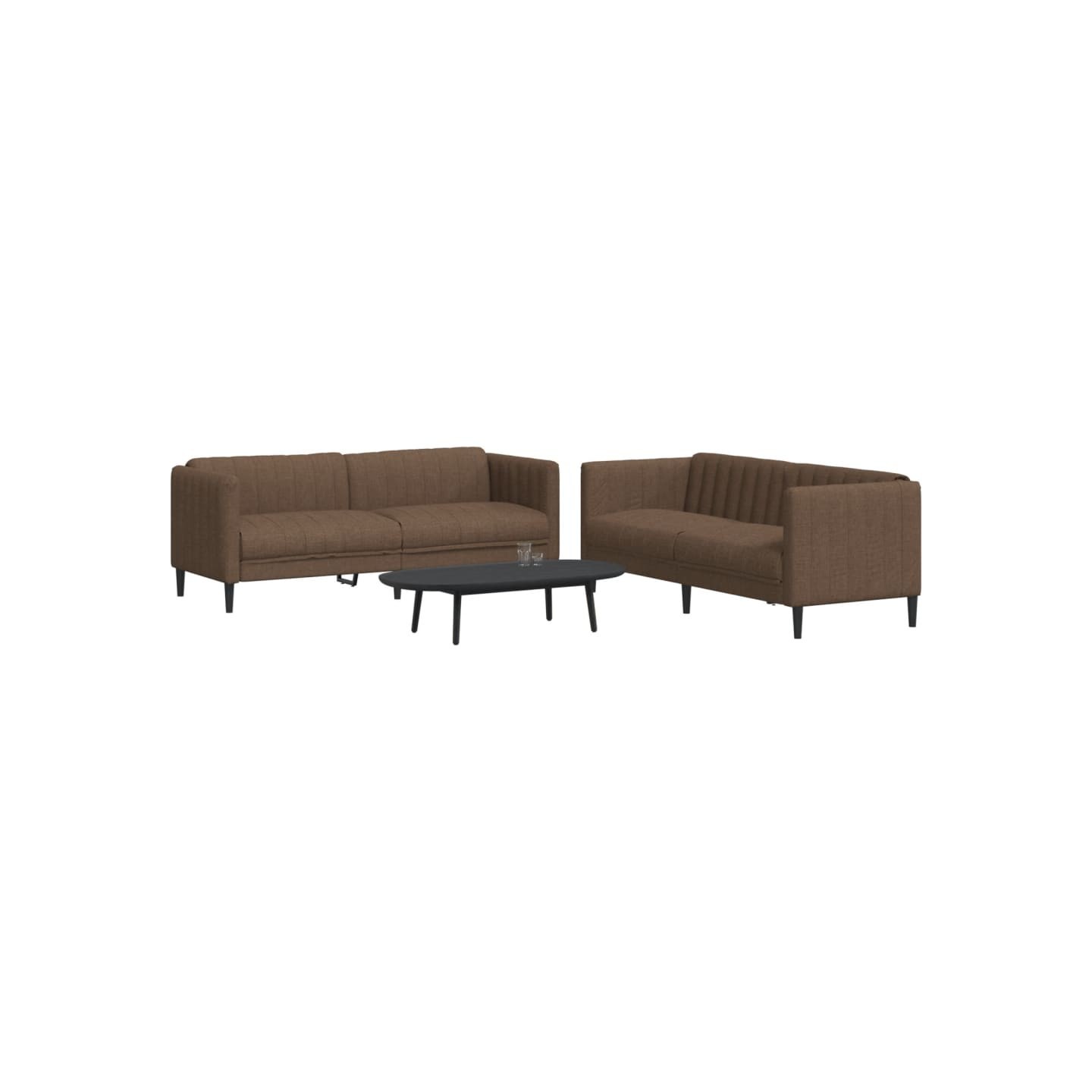 Ensemble de canapés 2 pcs marron tissu
