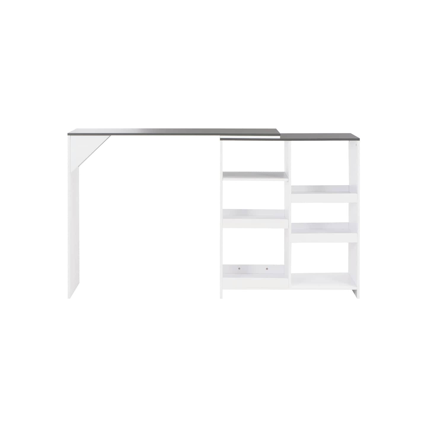 Table de bar avec tablette amovible Blanc 138x39x110 cm