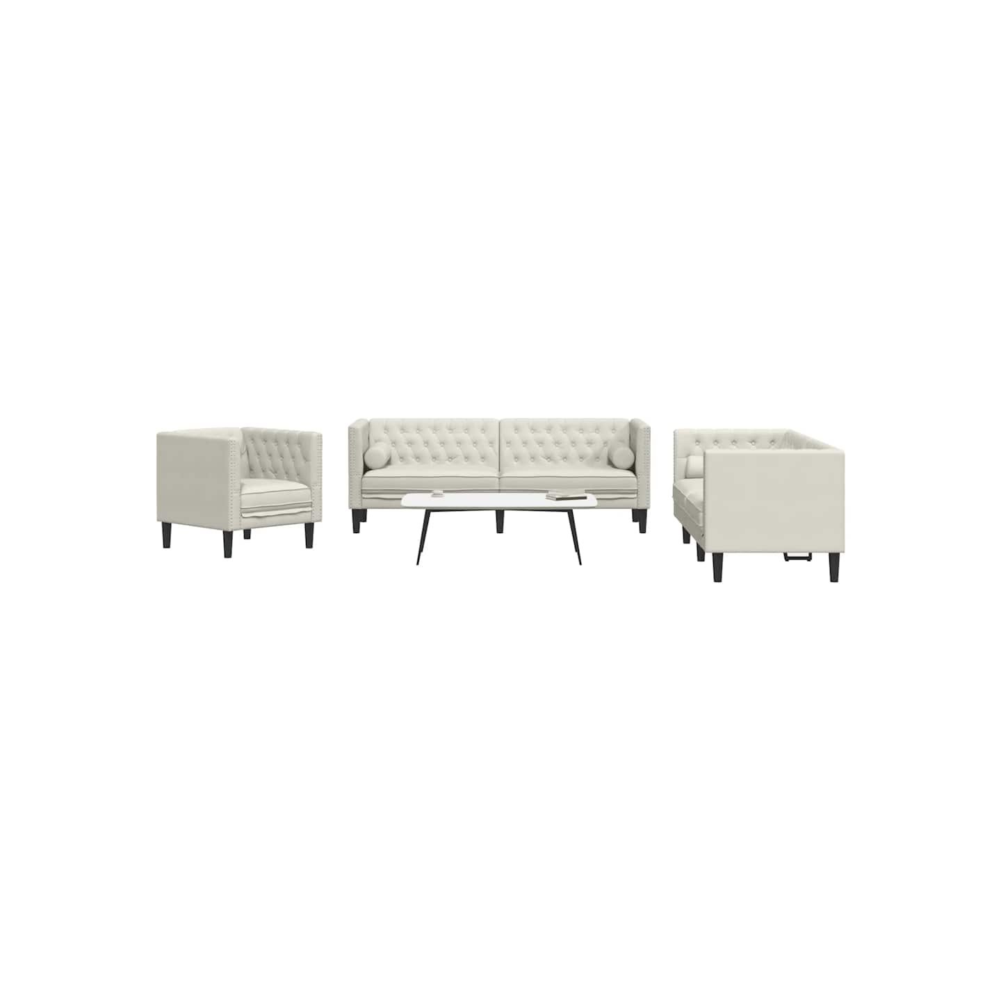Ensemble de canapé Chesterfield et traversins 3pcs velours