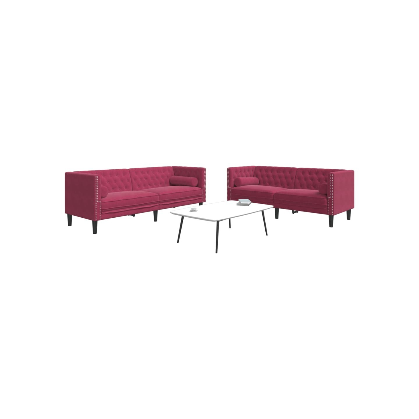 Ensemble de canapé Chesterfield et traversins 2 pcs velours