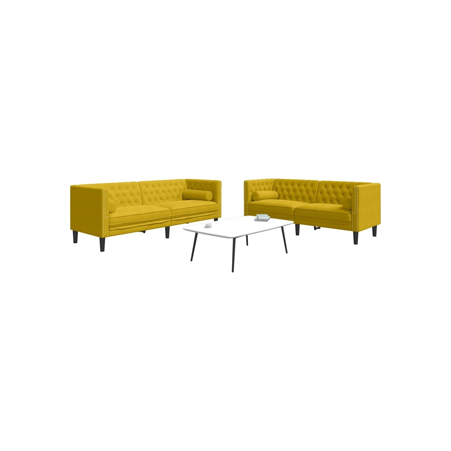 Ensemble de canapé Chesterfield et traversins 2 pcs velours