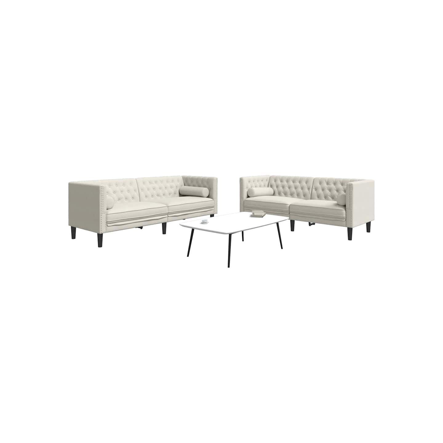 Ensemble de canapé Chesterfield et traversins 2pcs velours