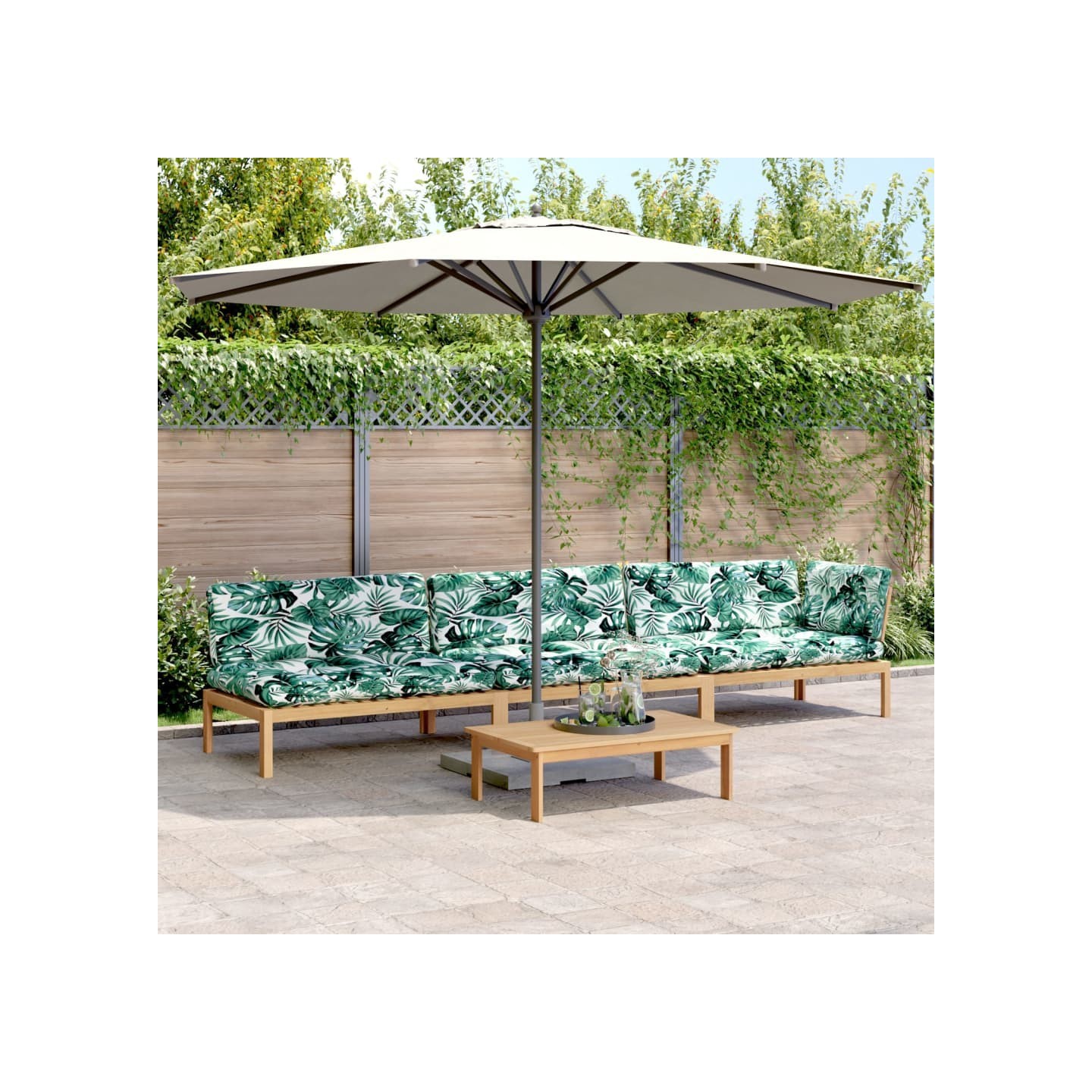 Salon palette de jardin avec coussins 4pcs bois d'acacia massif