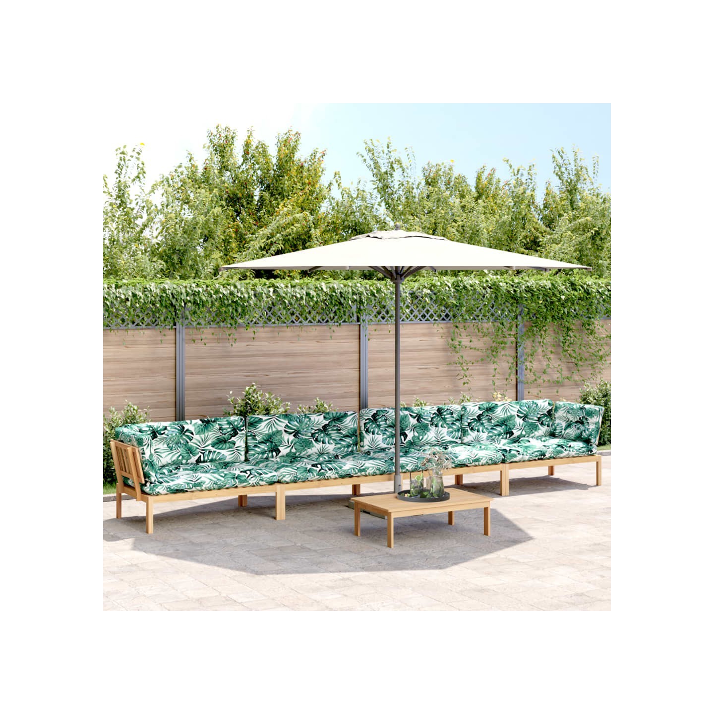 Salon palette de jardin avec coussins 5pcs bois d'acacia massif