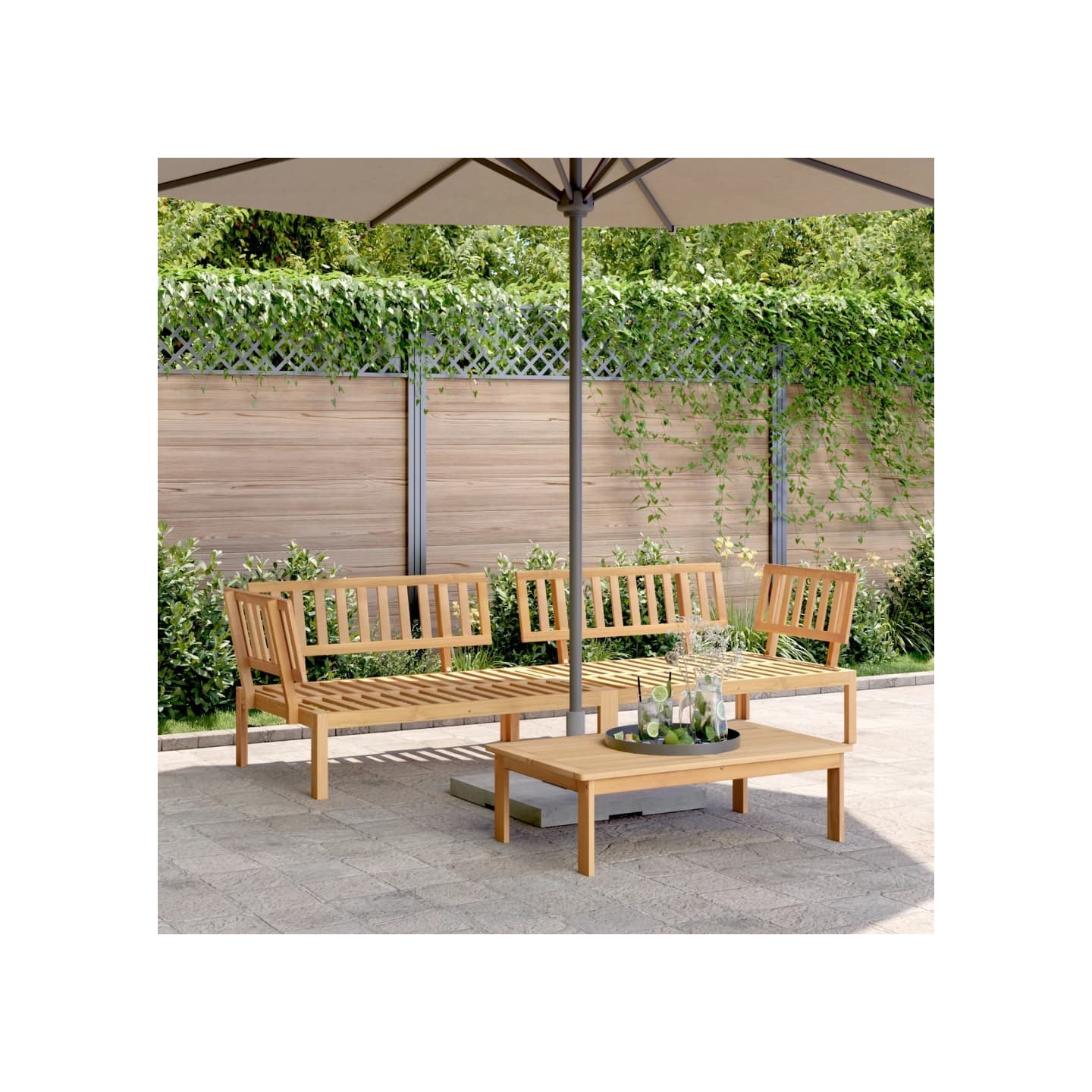 Canapés d'angle palette de jardin 2 pcs bois massif d'acacia
