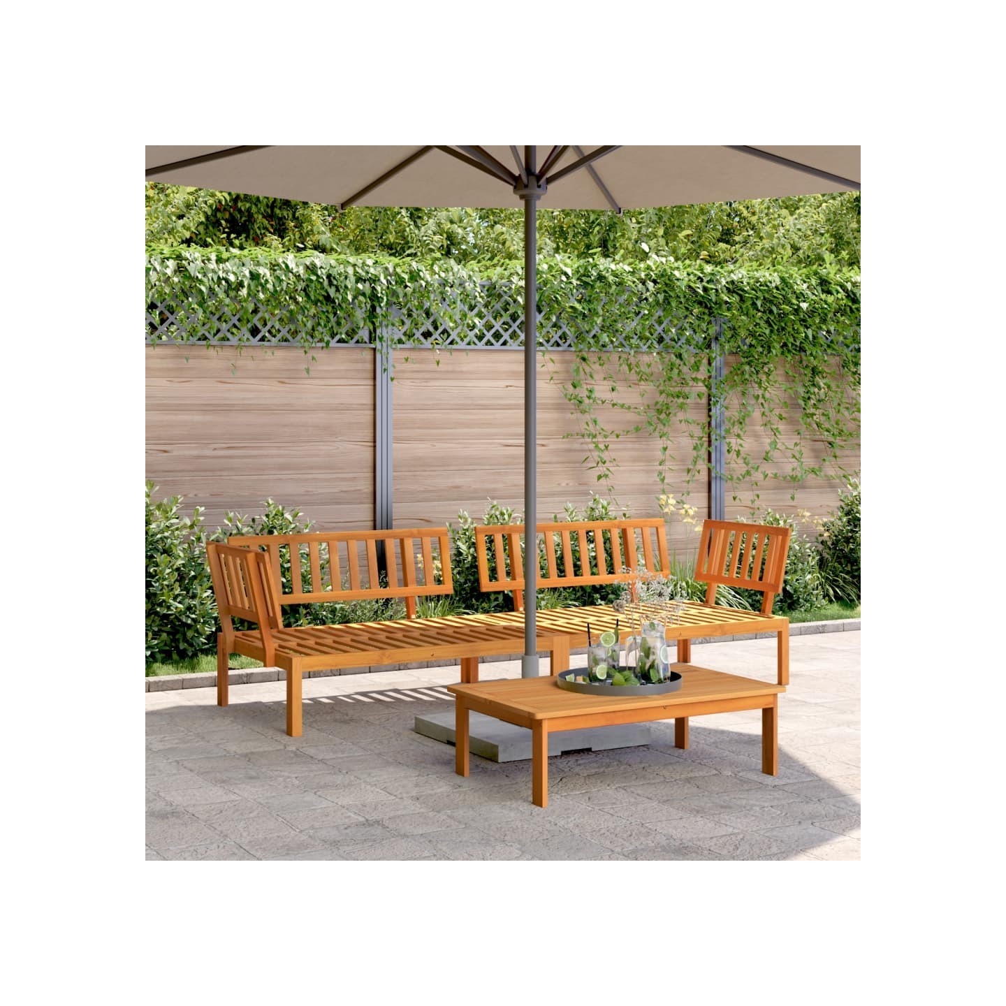 Canapés d'angle palette de jardin 2 pcs bois massif d'acacia