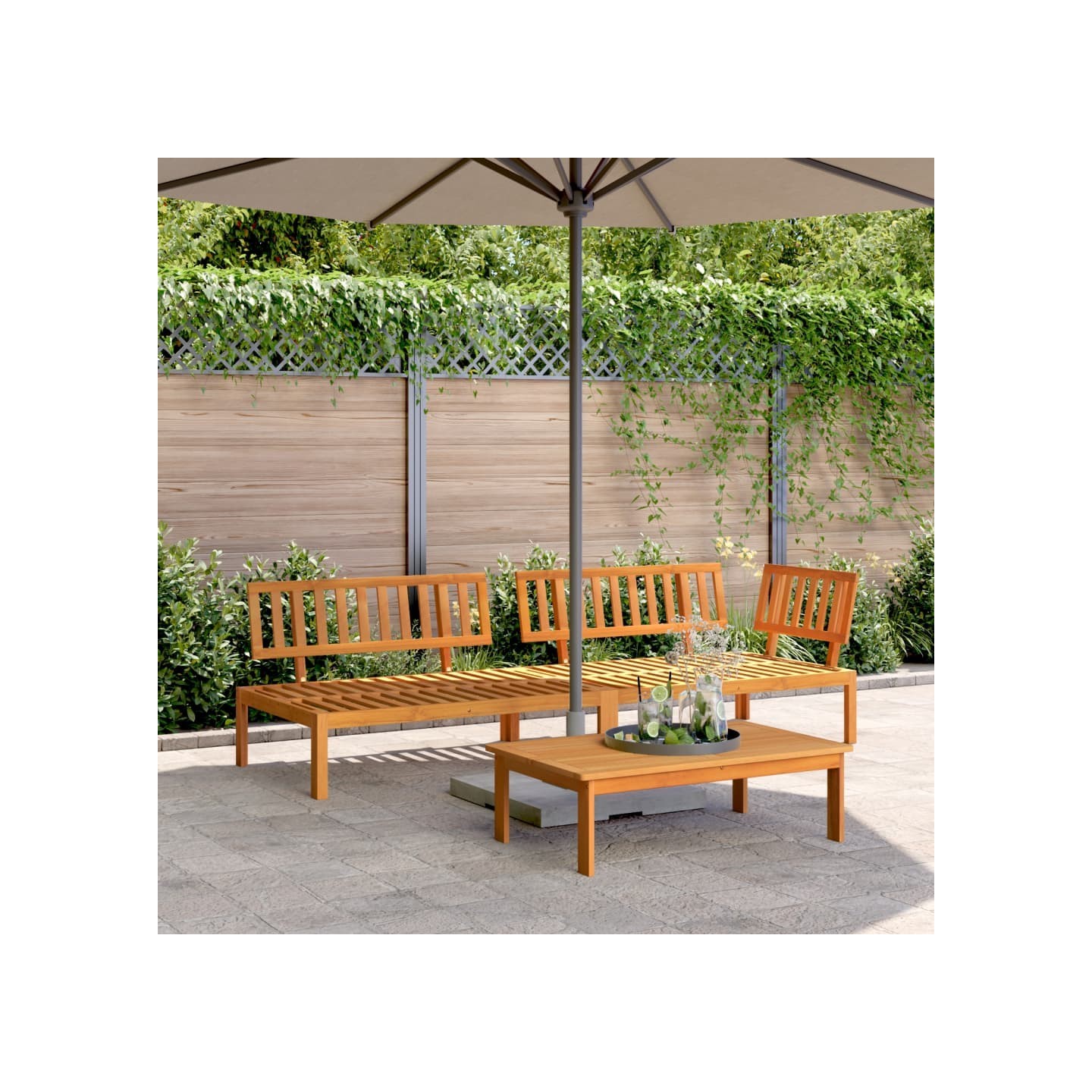 Salon palette de jardin 3 pcs bois d'acacia massif