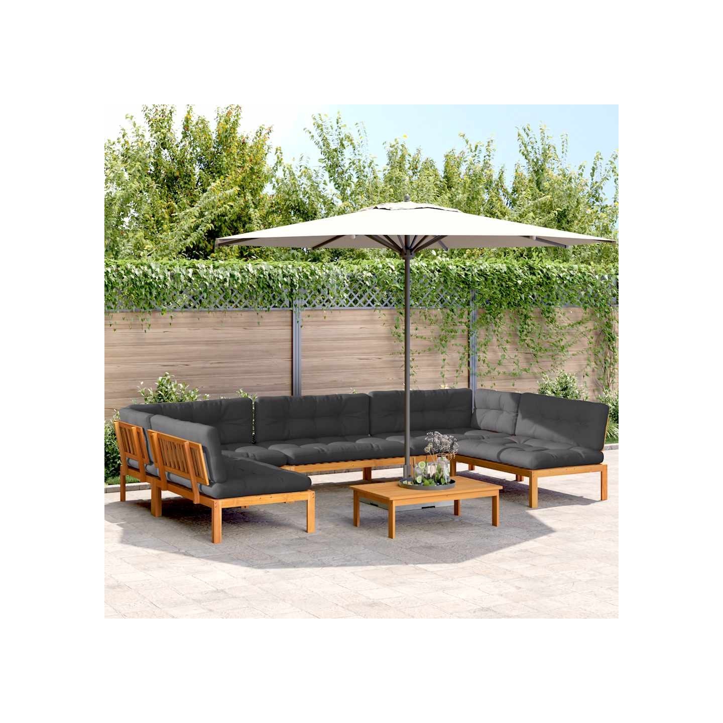 Salon palette de jardin avec coussins 6pcs bois d'acacia massif