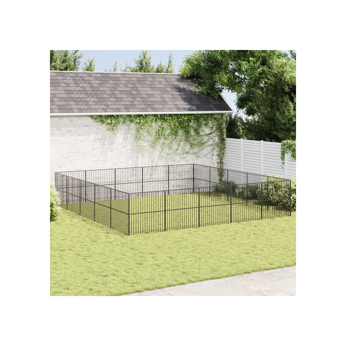 Parc pour chien 20 panneaux noir acier galvanisé
