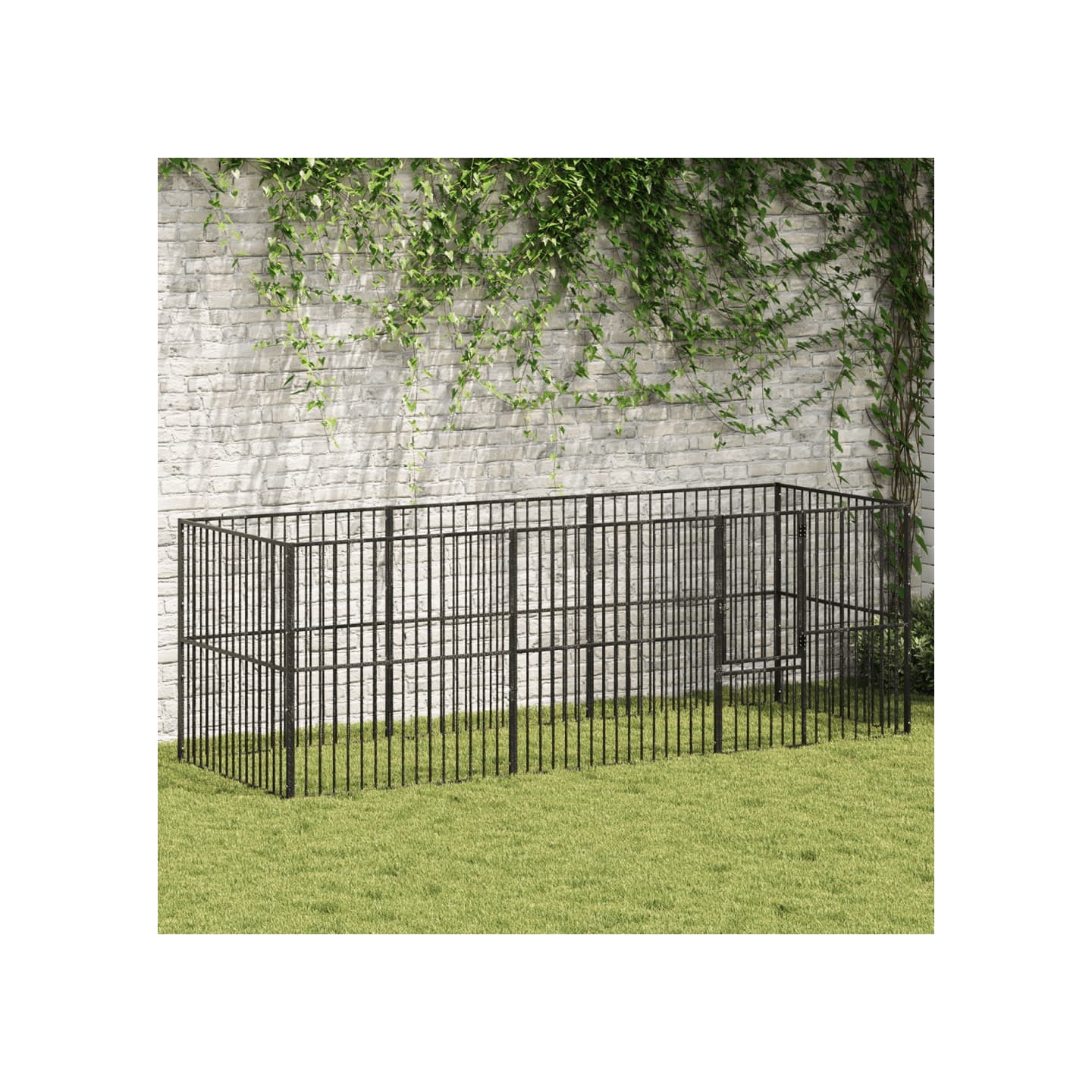 Parc pour chien 8 panneaux noir acier galvanisé