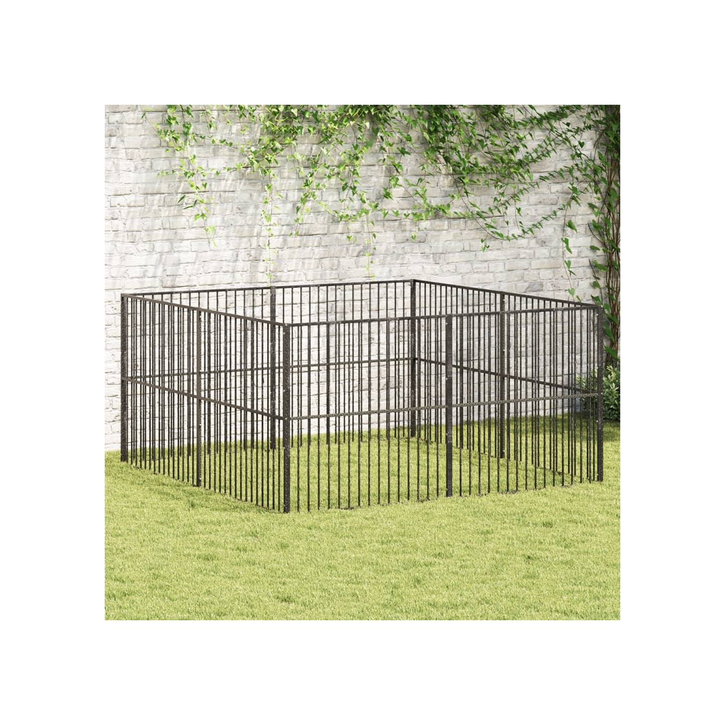 Parc pour chien 8 panneaux noir acier galvanisé