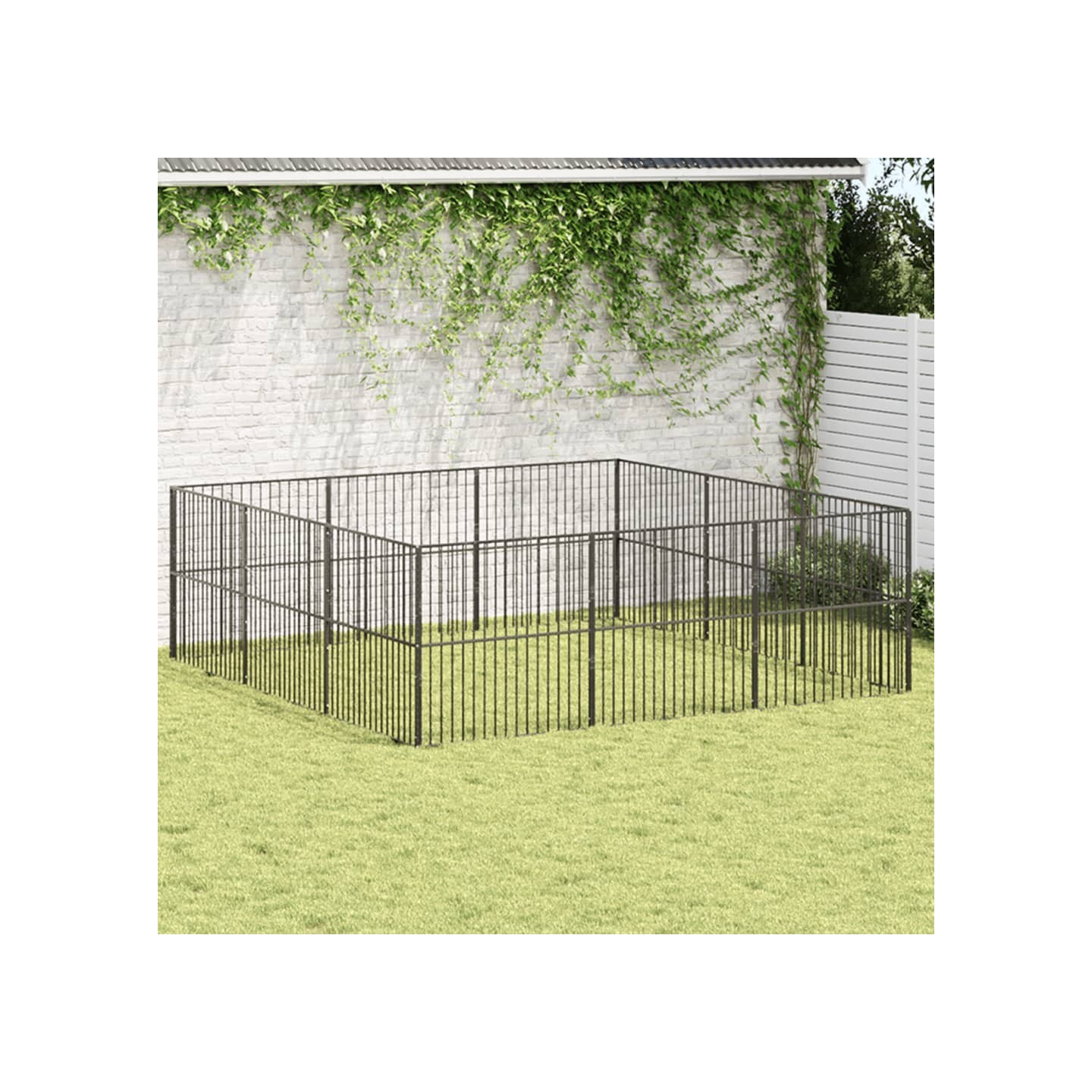 Parc pour chien 12 panneaux noir acier galvanisé