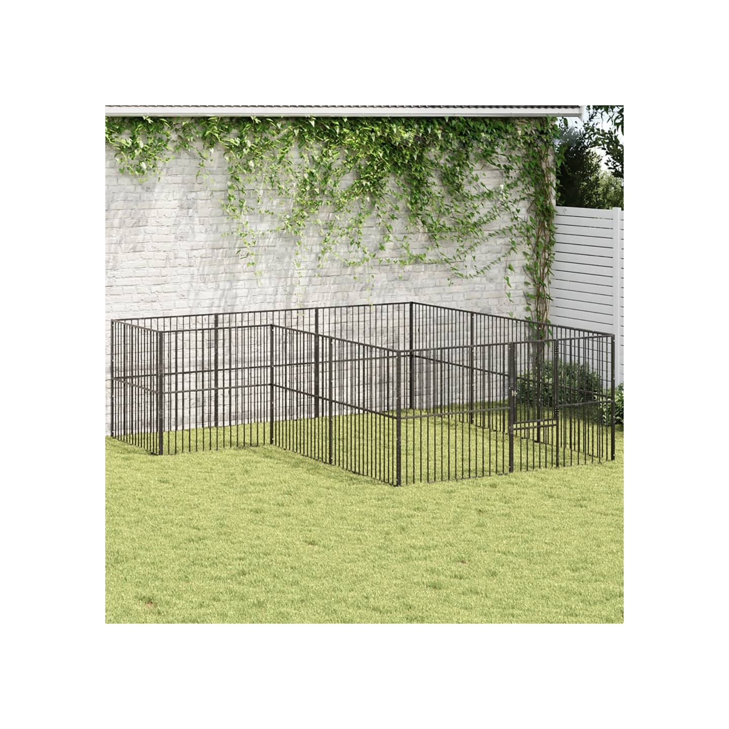 Parc pour chien 12 panneaux noir acier galvanisé