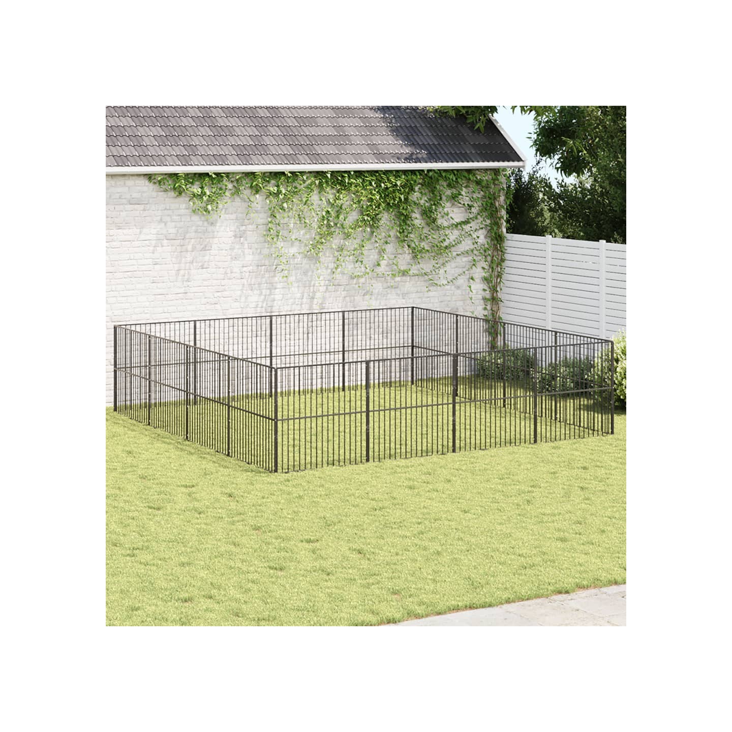 Parc pour chien 16 panneaux noir acier galvanisé