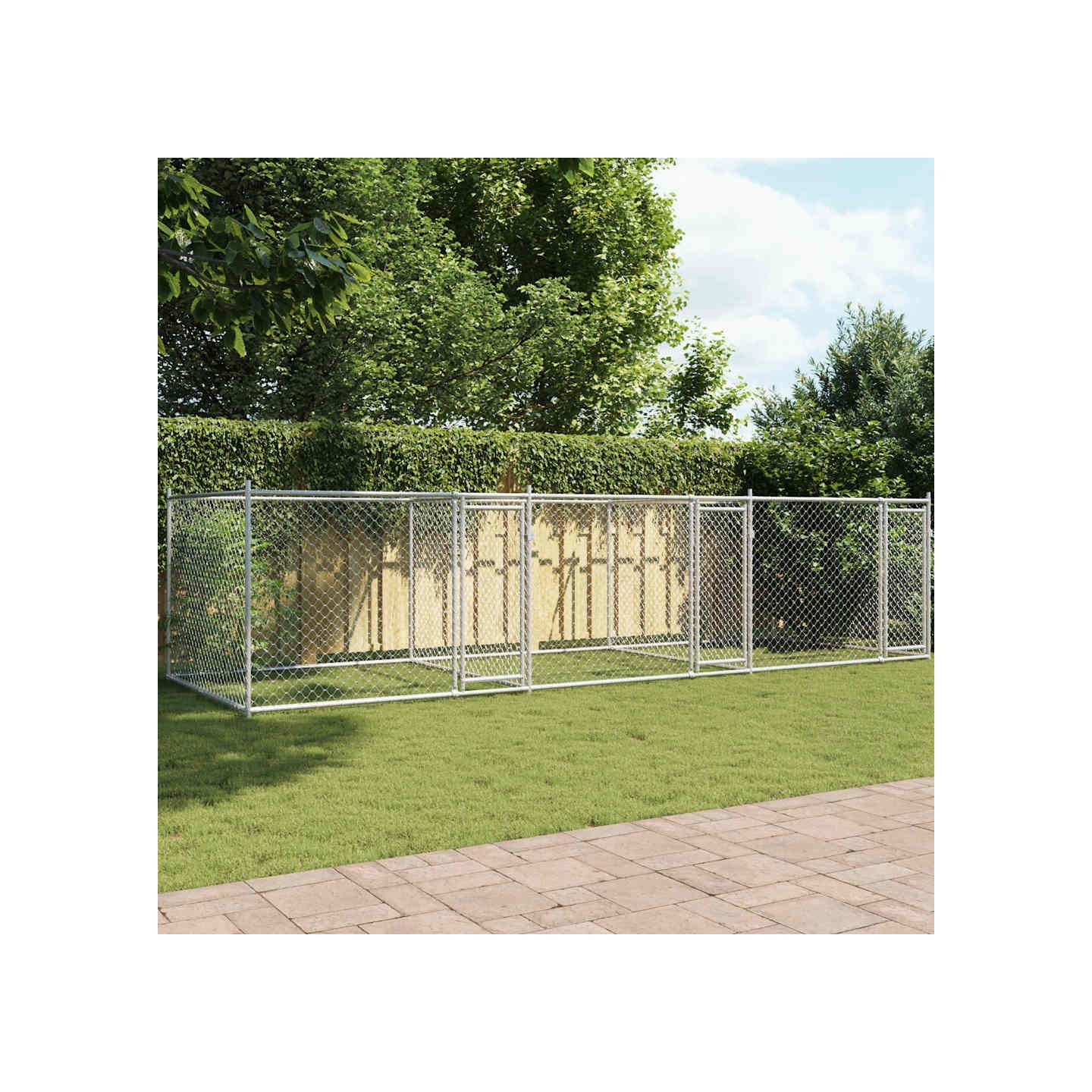 Cage pour chien avec portes gris 6x2x1,5 m acier galvanisé