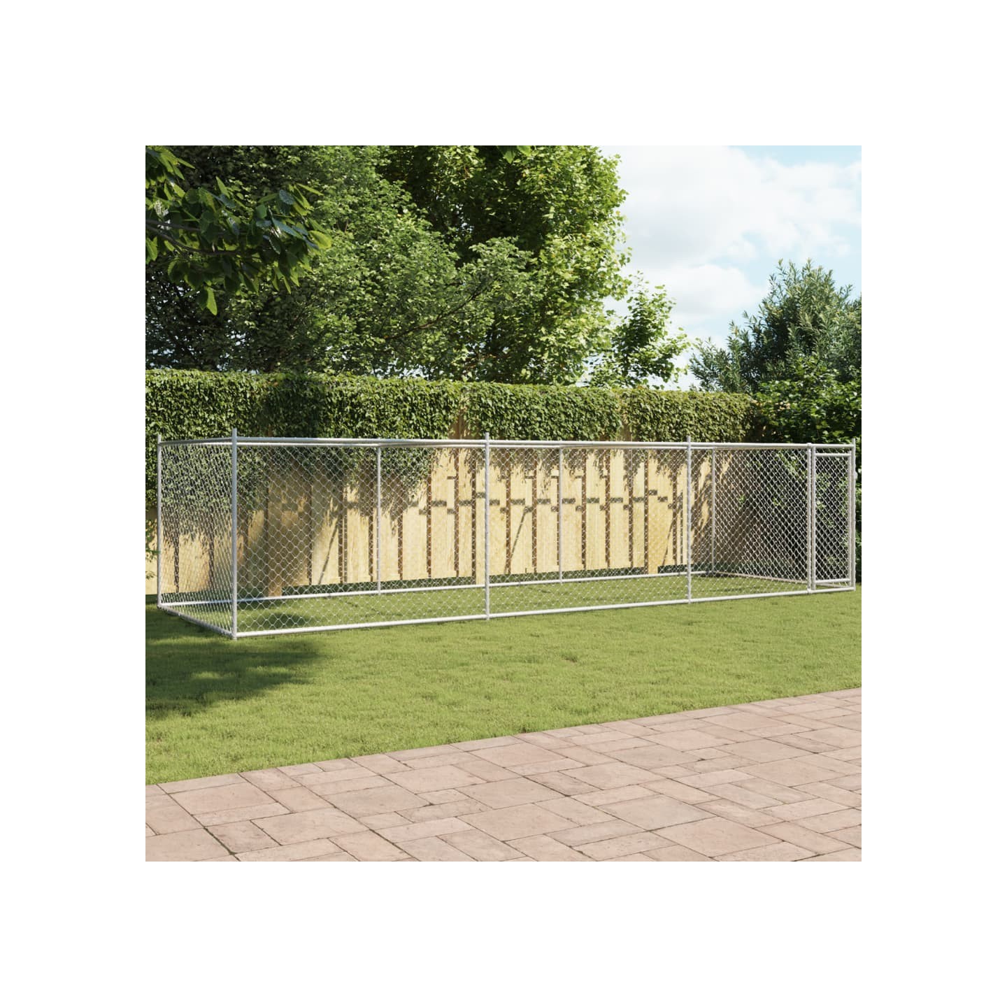 Cage pour chien avec porte gris 6x2x1,5 m acier galvanisé